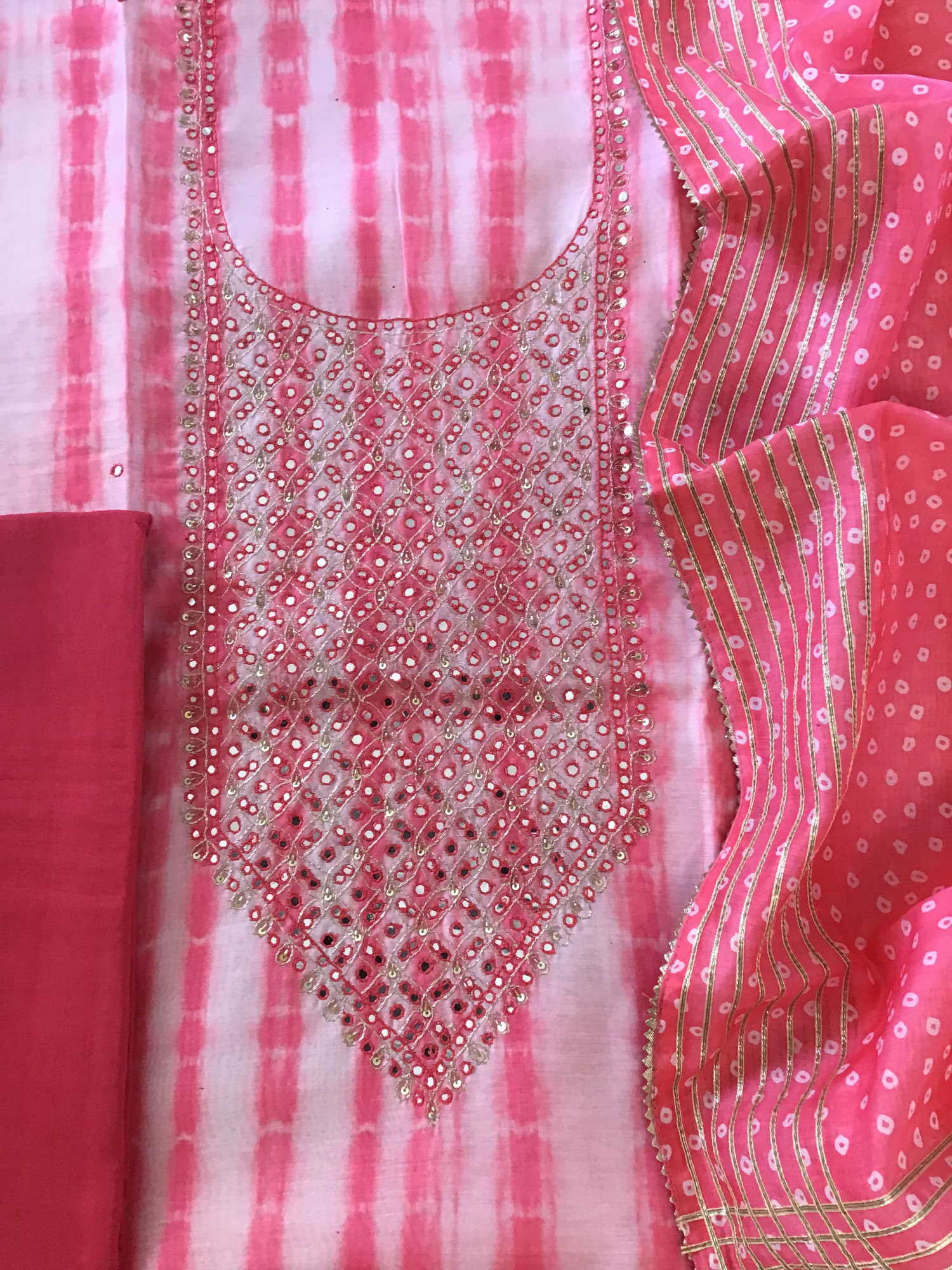 Soft Chanderi Printed Embroidered Suit - Pink