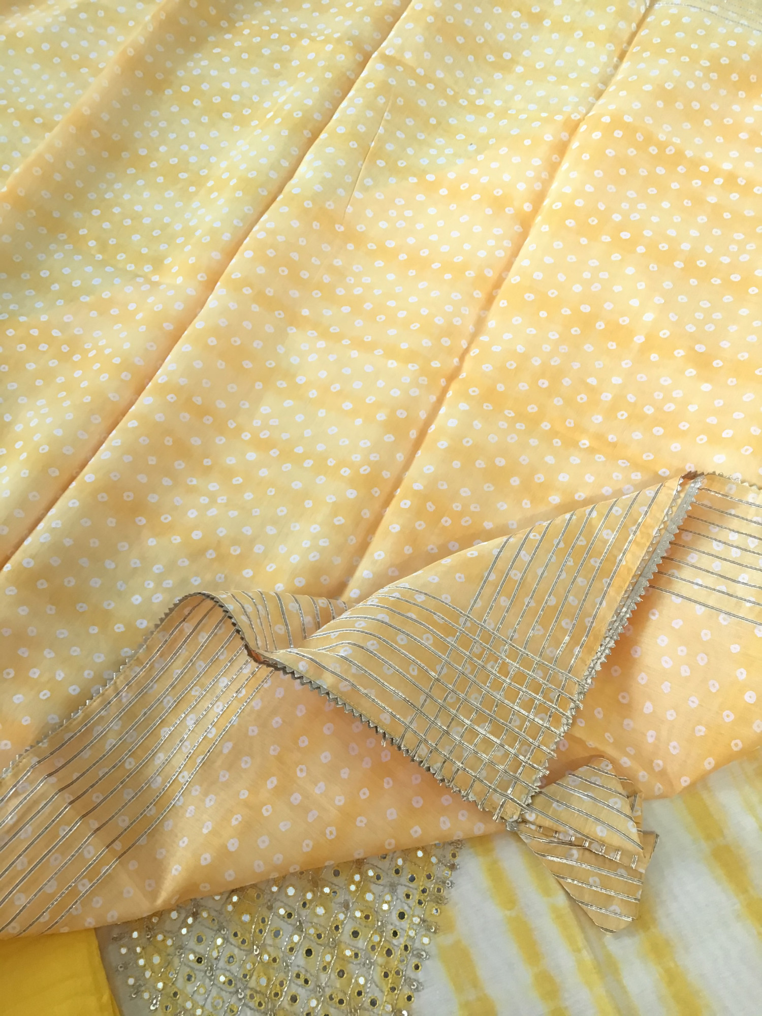 Soft Chanderi Printed Embroidered Suit - Yellow