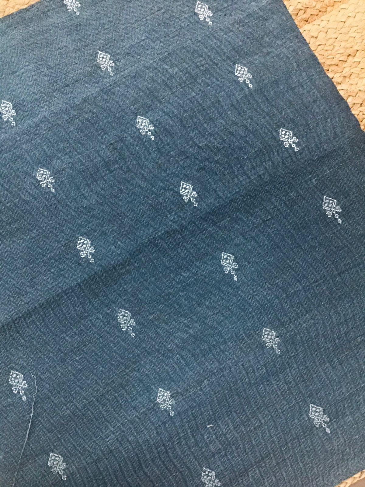 Soft Woollen Basbara Cotton Silk Self Weaved Printed Suit - Grey