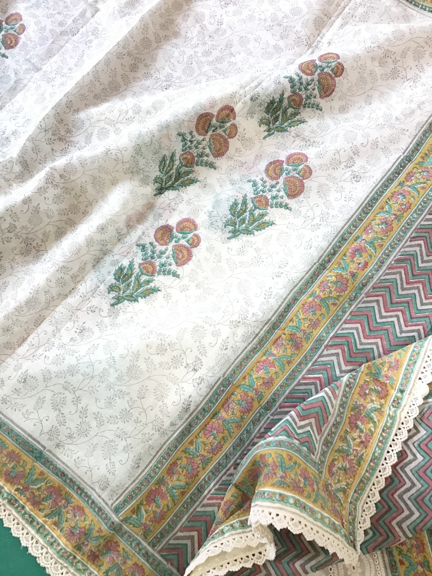 Pure Cotton Printed Embroidered Suit - Offwhite