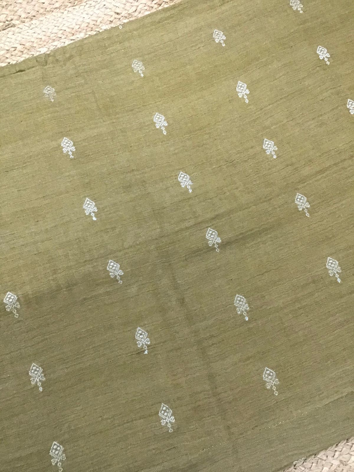 Soft Woollen Basbara Cotton Silk Self Weaved Printed Suit - Mustard Yellow