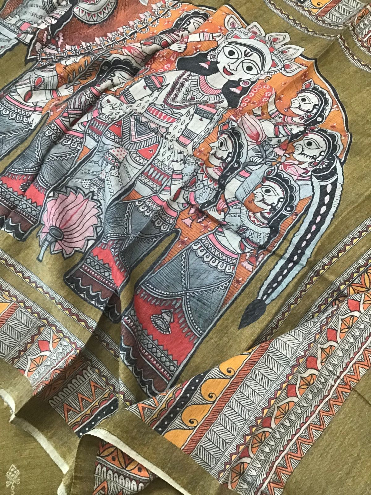 Soft Woollen Basbara Cotton Silk Self Weaved Printed Suit - Mustard Yellow