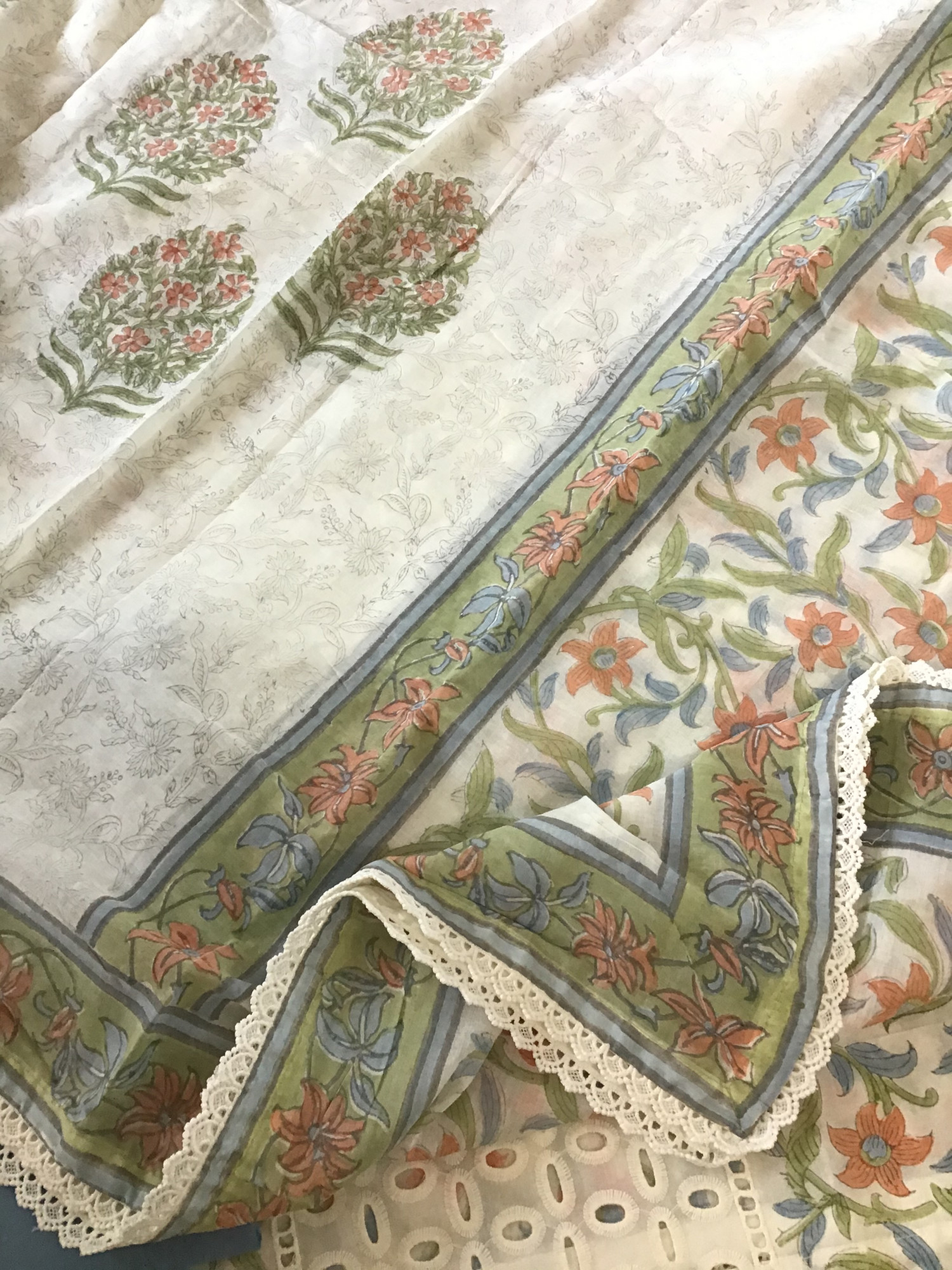 Pure Cotton Printed Embroidered Suit - Offwhite