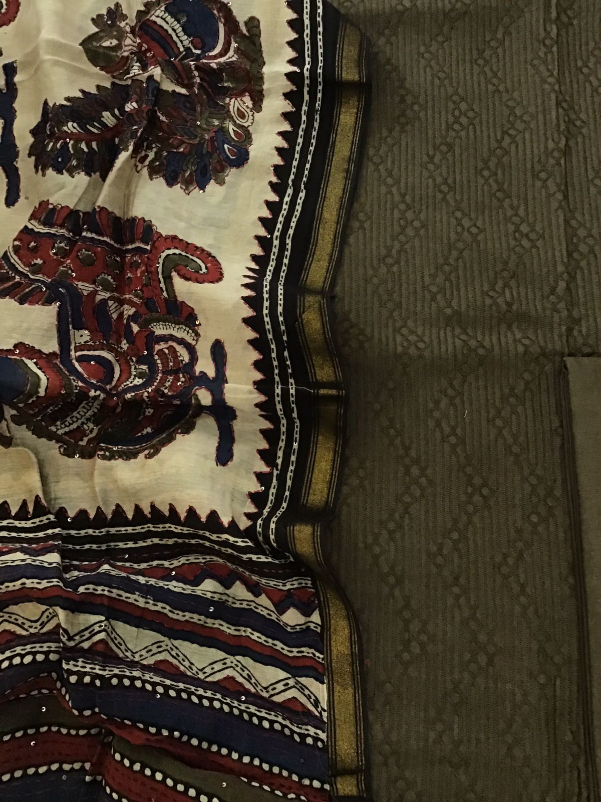 Pure Linen Chanderi Silk Embroidered Suit - Green