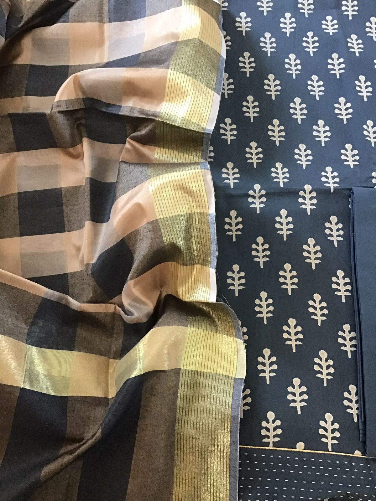 Pure Cotton Printed Suit - Blue