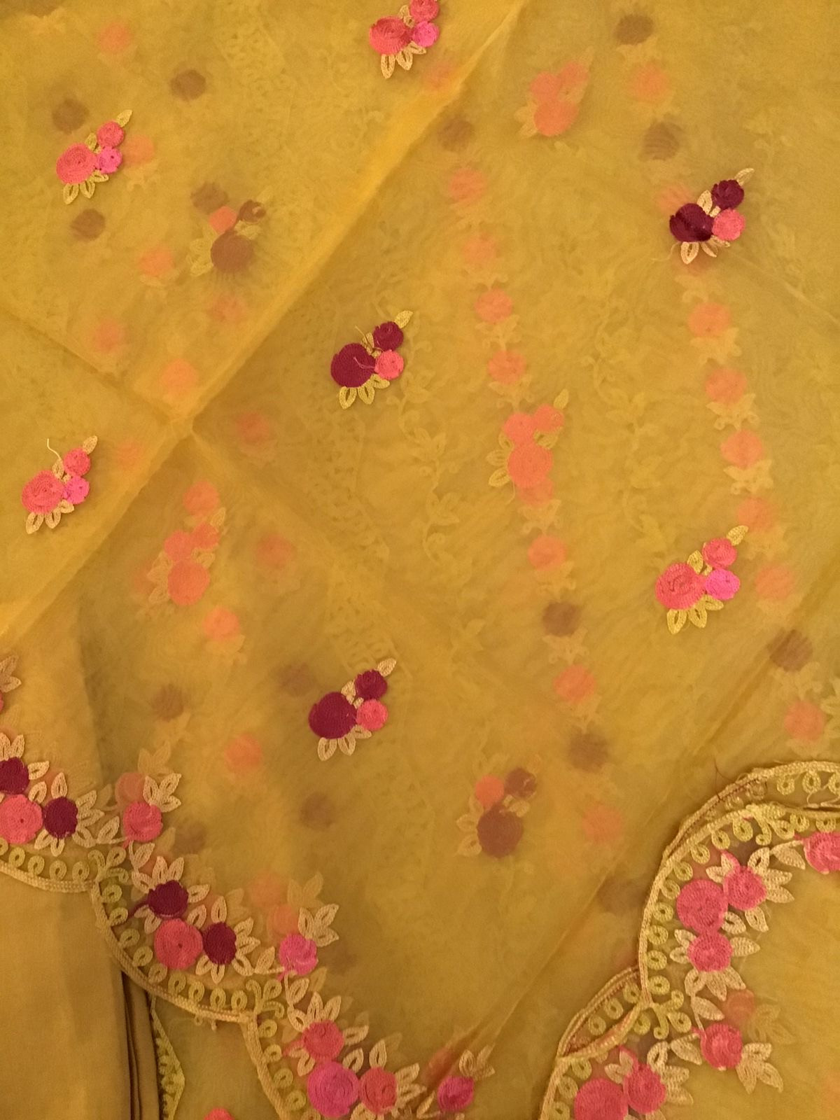 Soft Organza Embroidered Suit - Yellow