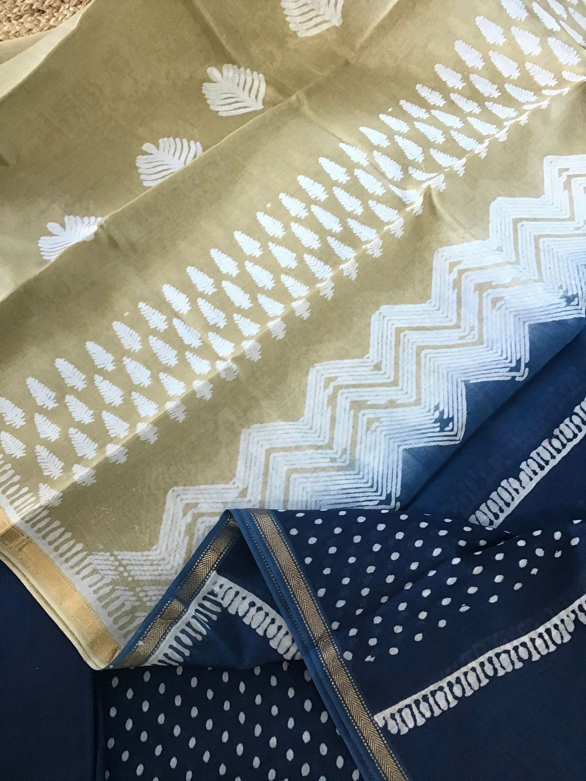 Pure Maheshwari Silk Printed Suit - Blue