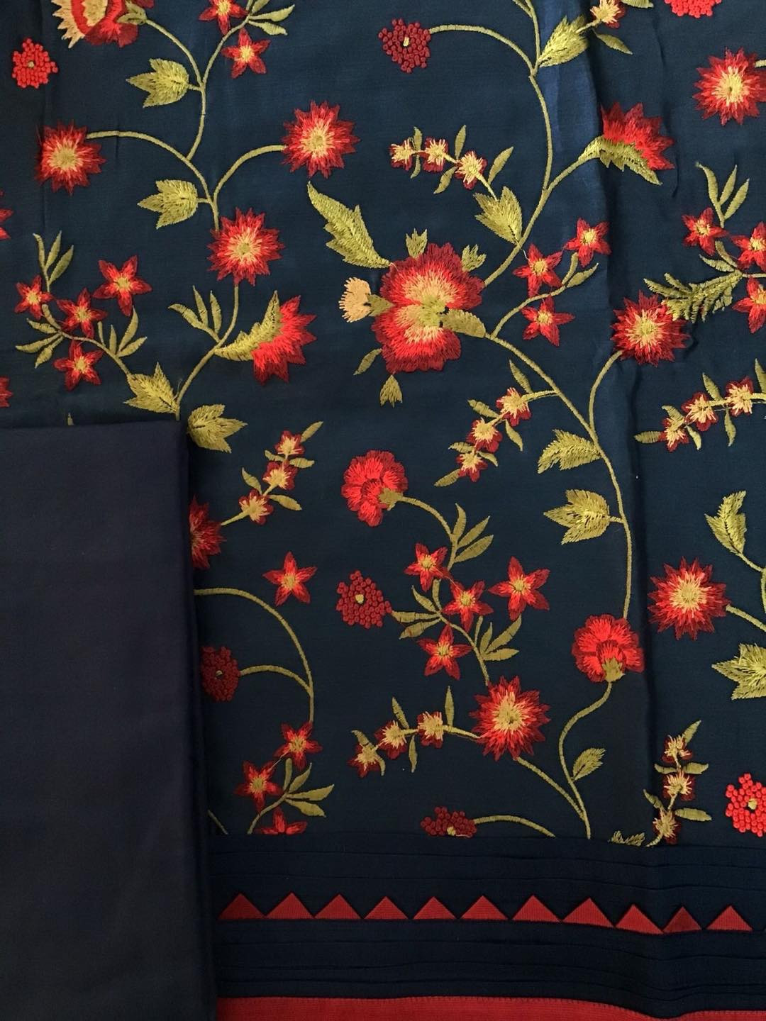 Pure Chanderi Embroidered Suit - Blue