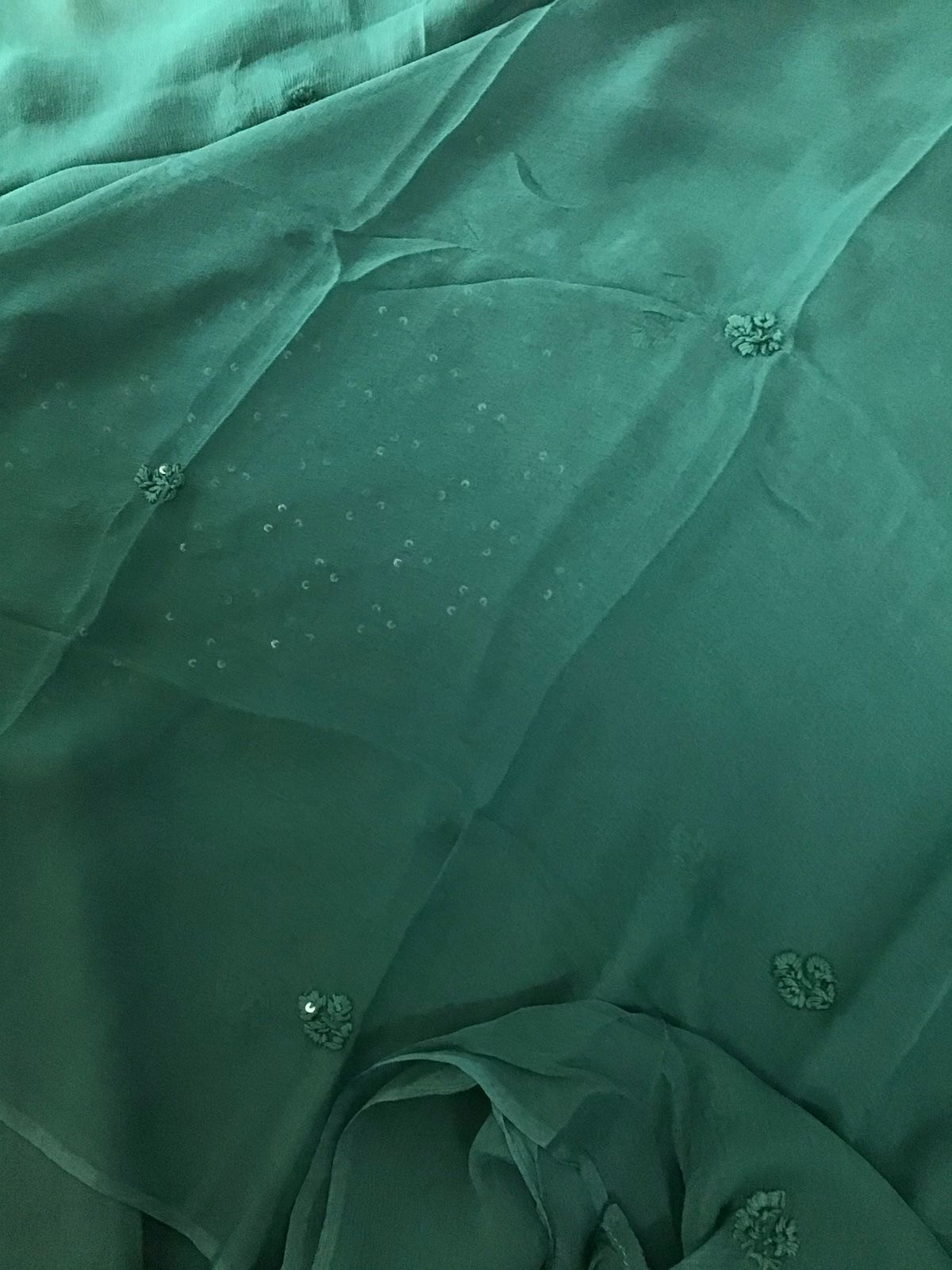 Pure Chanderi Silk Embroidered Suit - Green