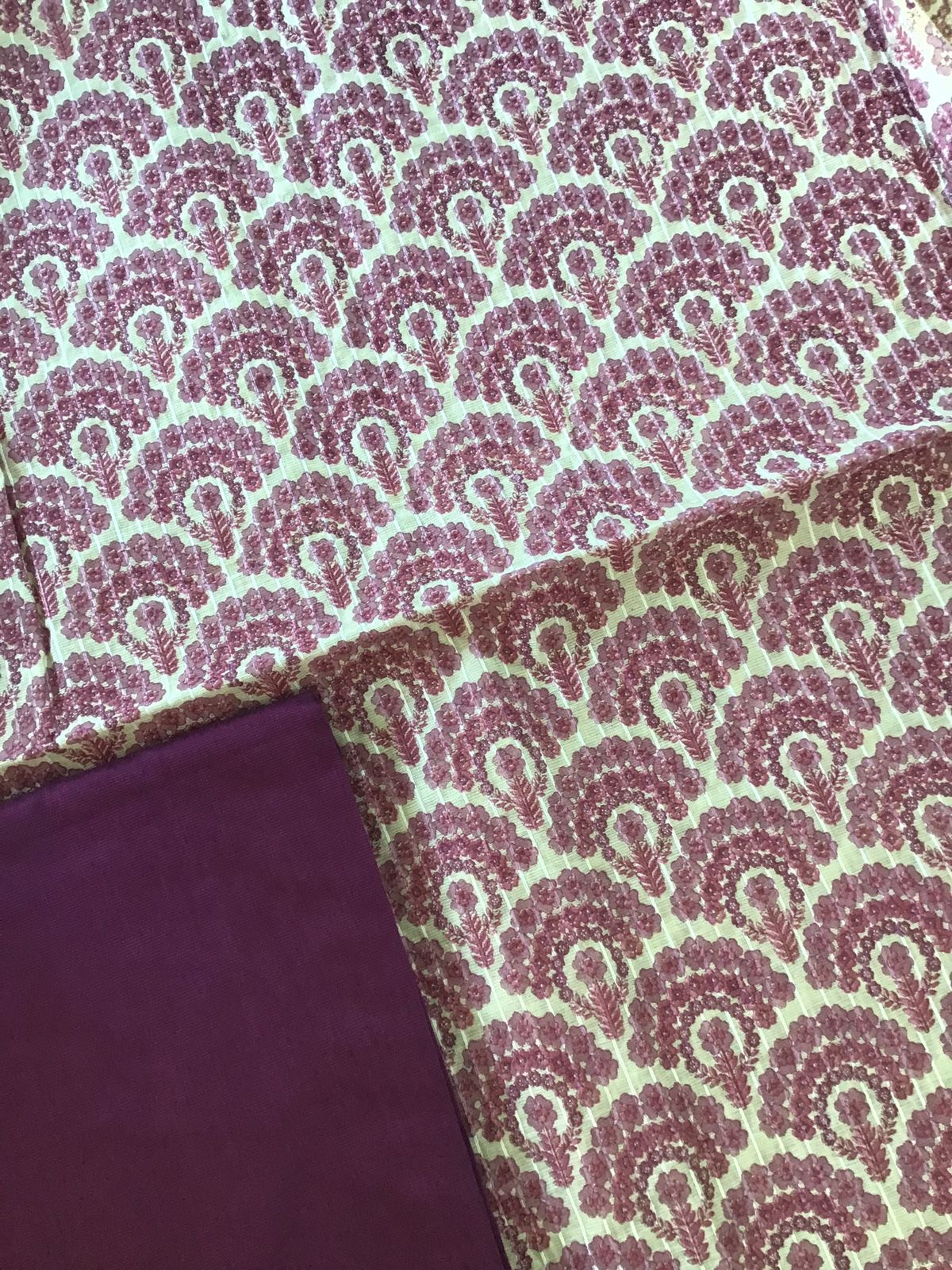 Soft Chanderi Cotton Printed Embroidered Suit - Violet