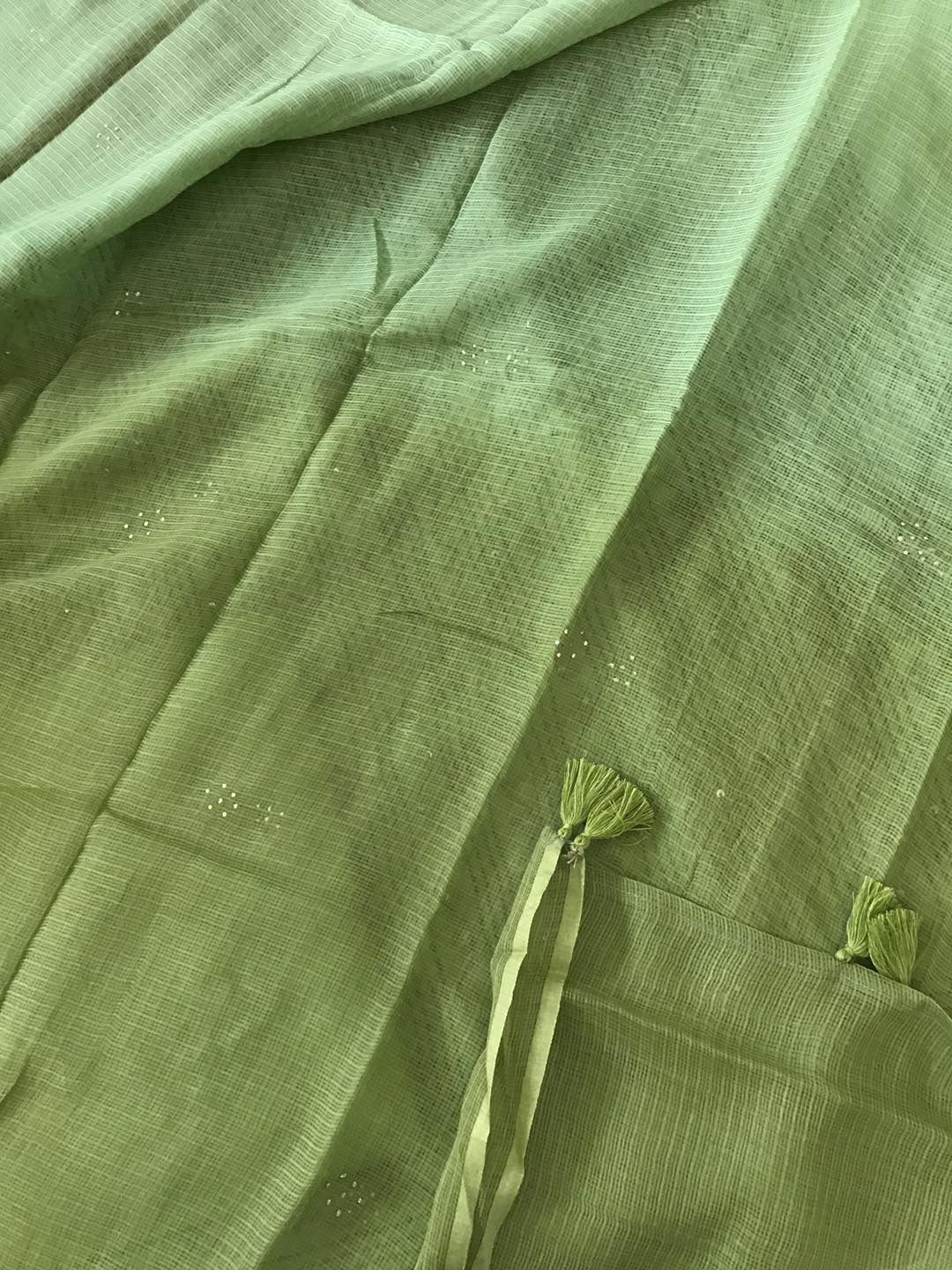 Pure Chanderi Embroidered Suit - Green