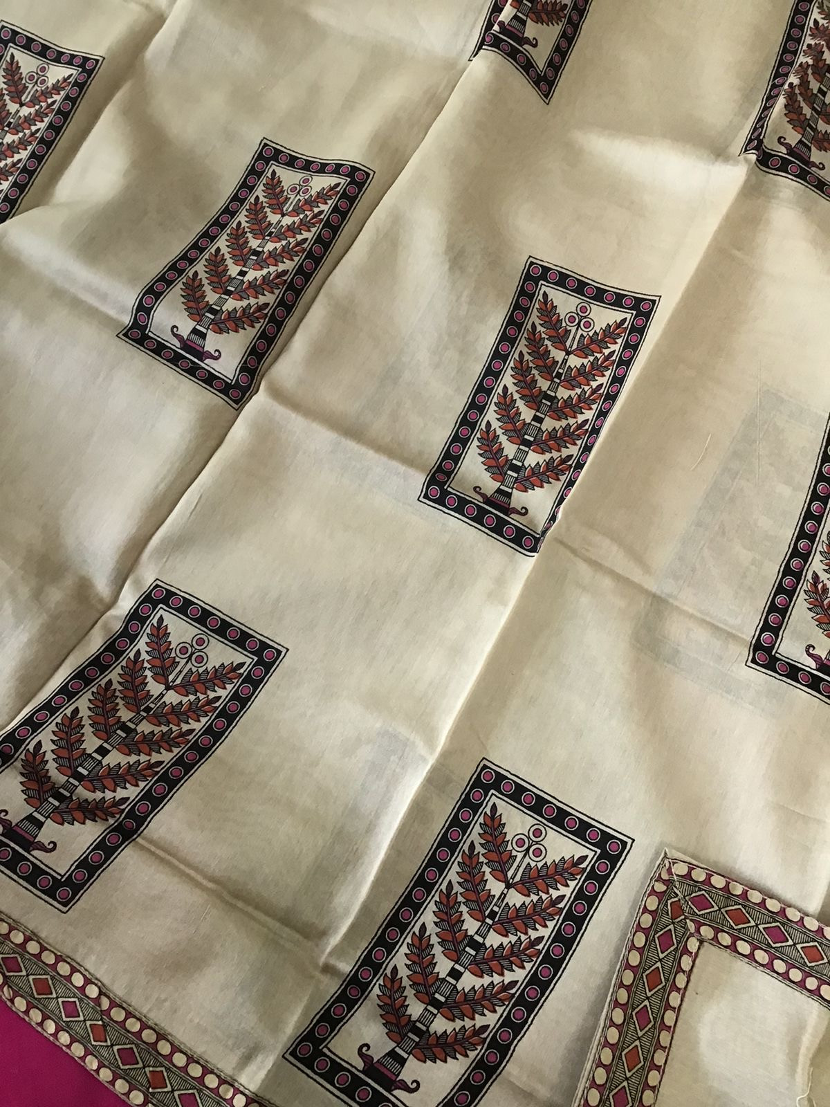 Soft Silk Printed Suit - Magenta