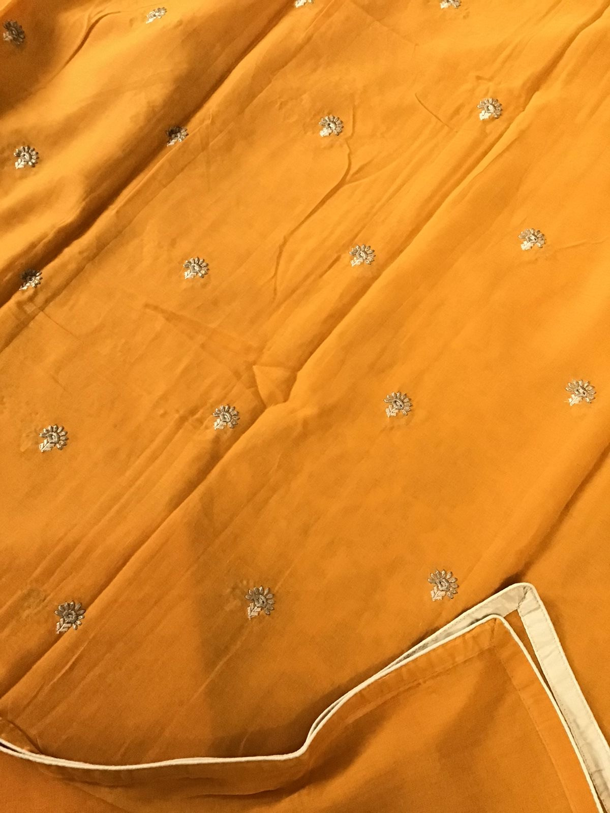 Pure Cotton Printed Embroidered Dupatta Suit - BeigeDark Orange
