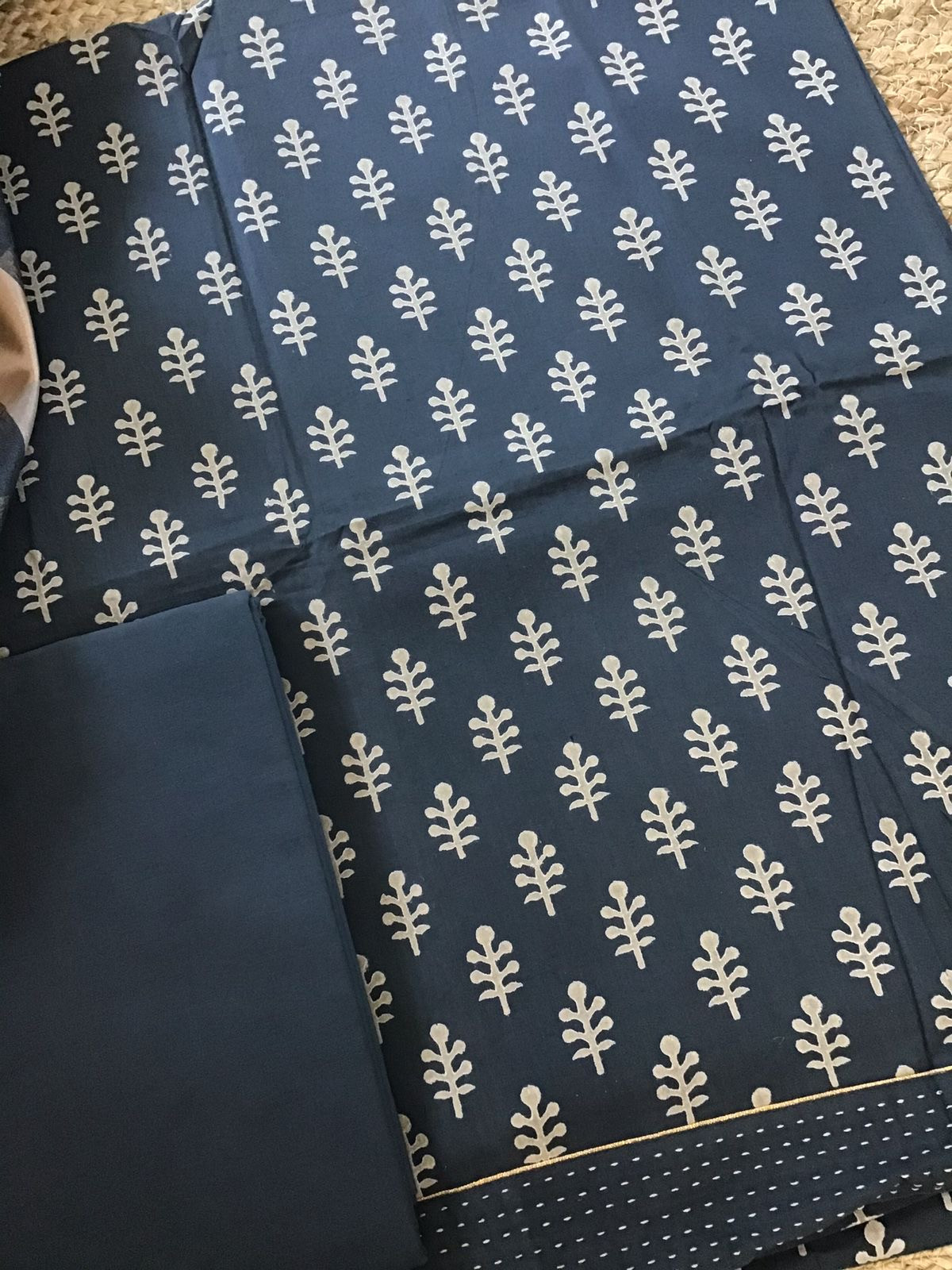 Pure Cotton Printed Suit - Blue