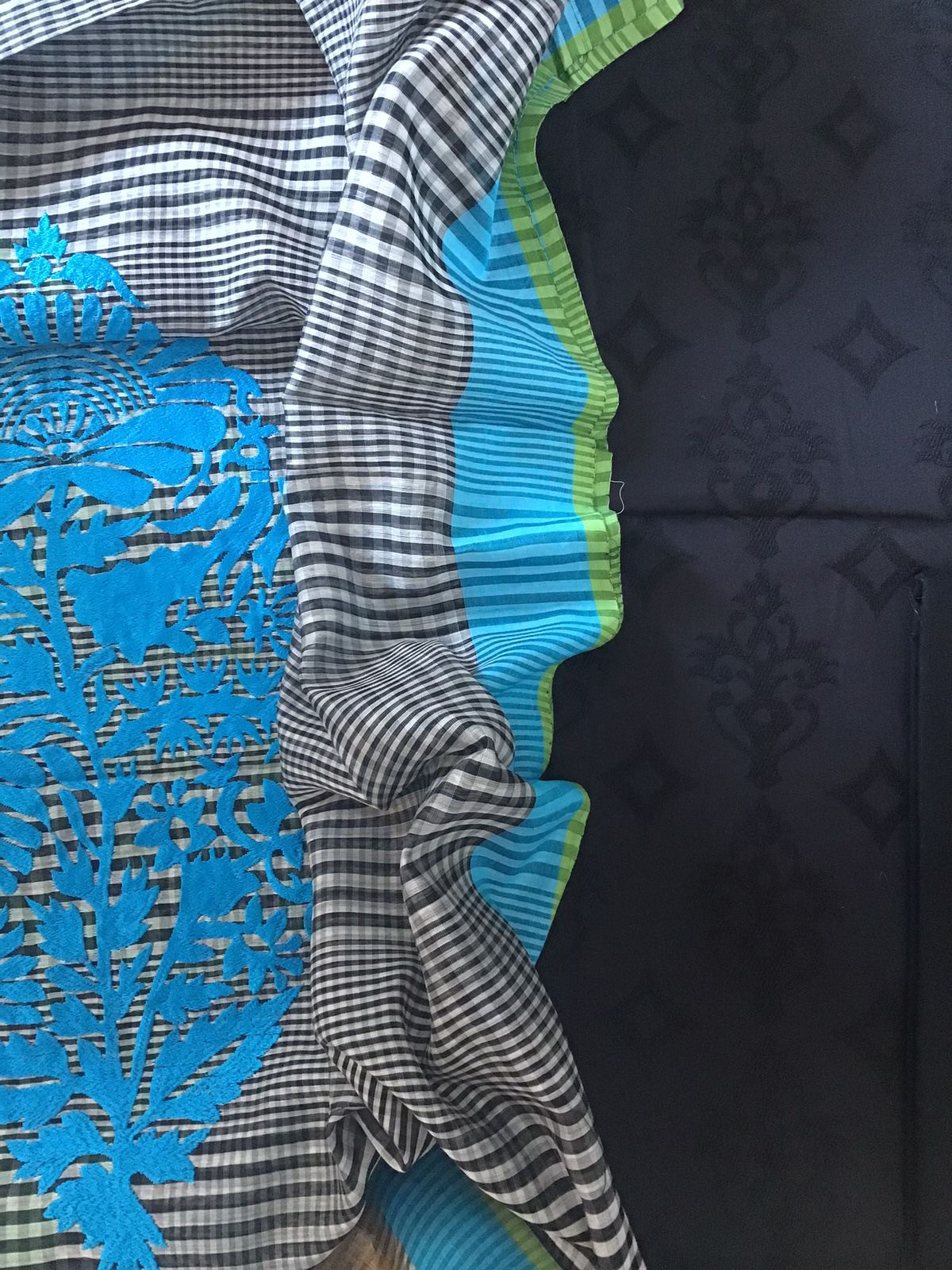 Jaam Cotton Embroidered Suit With Self Weaved Maheshwari Embroidered Dupatta - Black