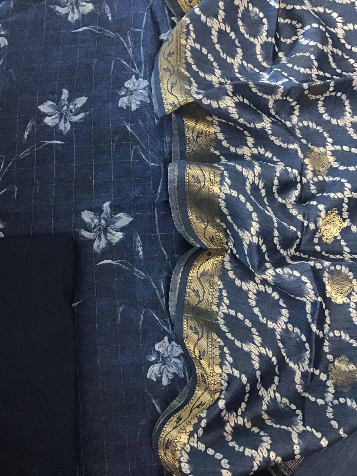 Pure Munga Silk Printed Suit - Blue