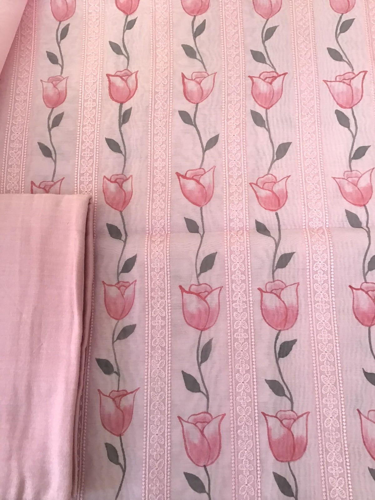 Soft Chanderi Cotton Brush Painted Embroidered Suit - Pink