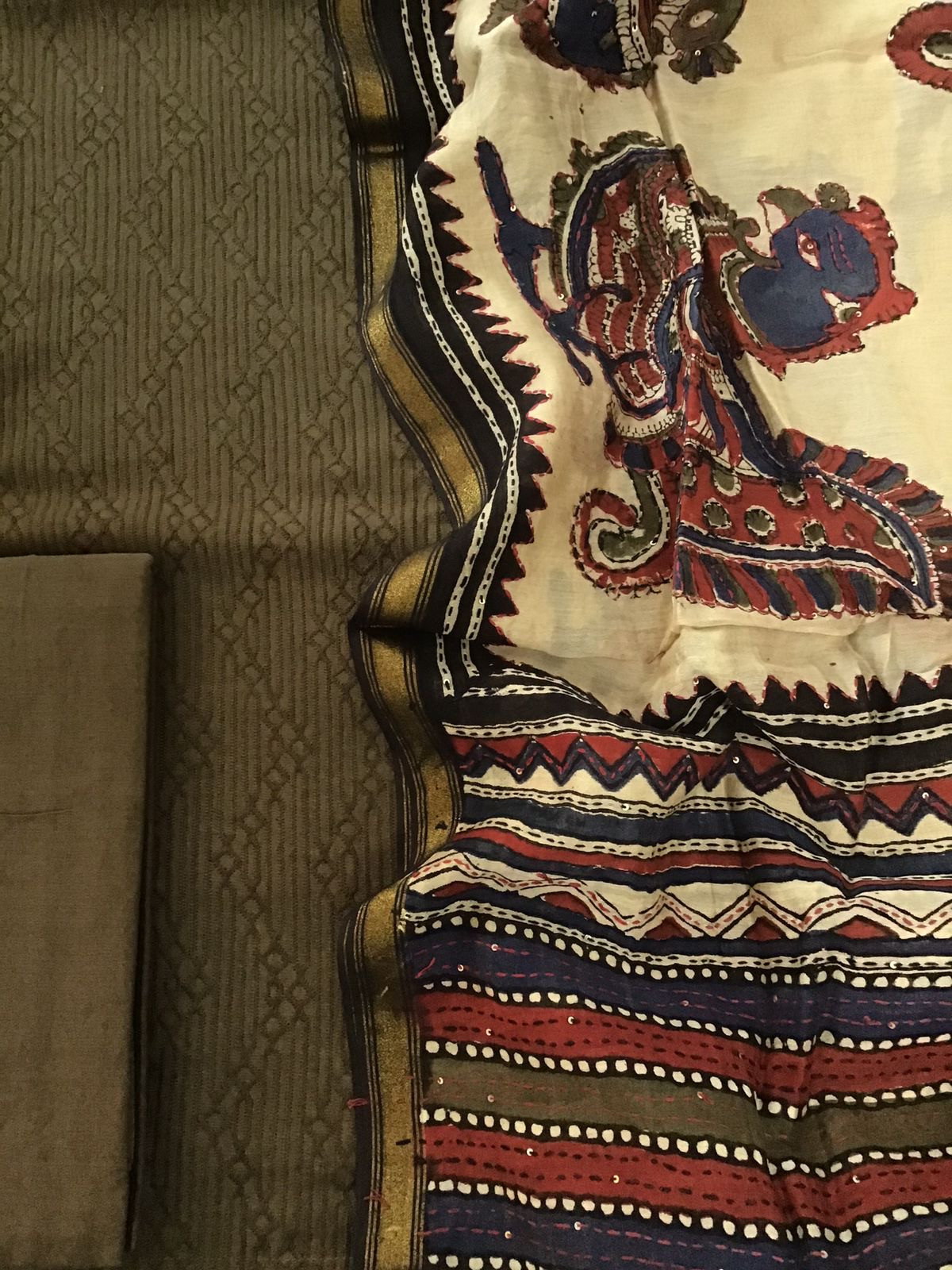 Pure Linen Chanderi Silk Embroidered Suit - Green