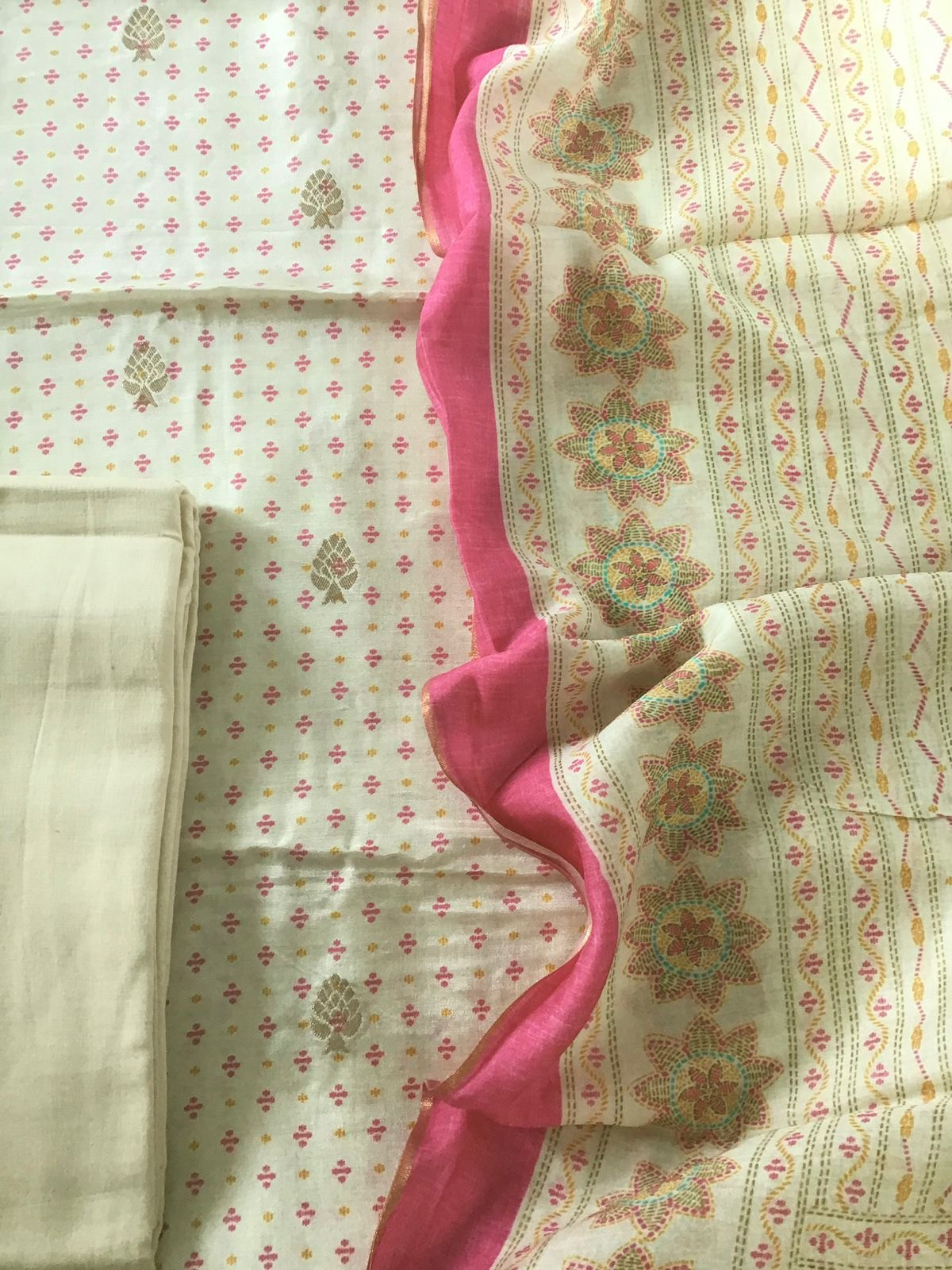 Pure Muslin Printed Banarasi Weaved Suit - Green