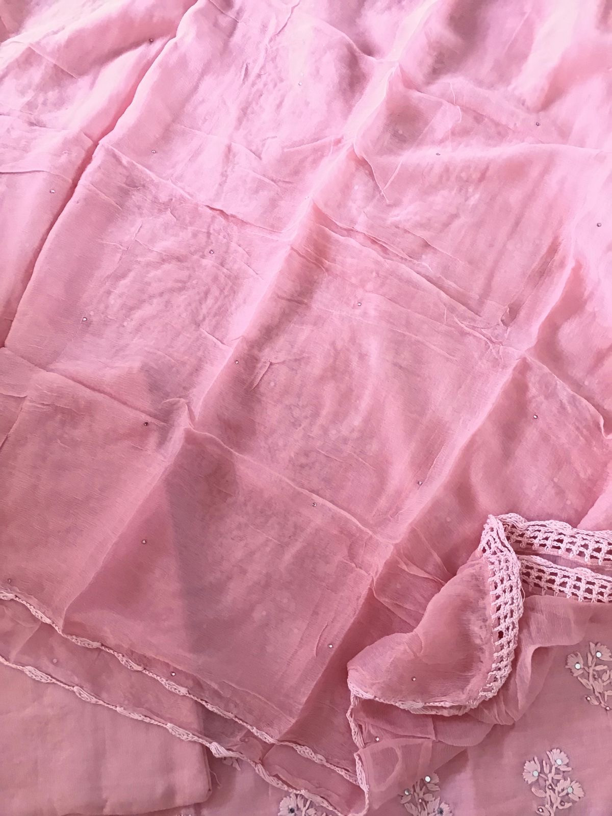 Pure Chanderi Embroidered Suit - Pink