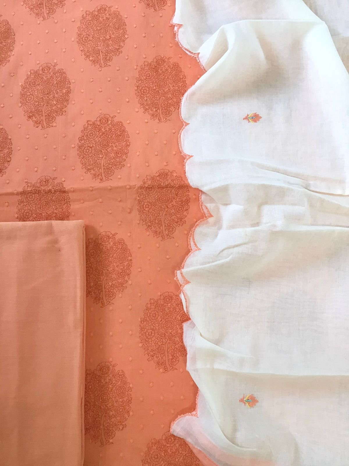 Pure Cotton Printed Suit - Peach