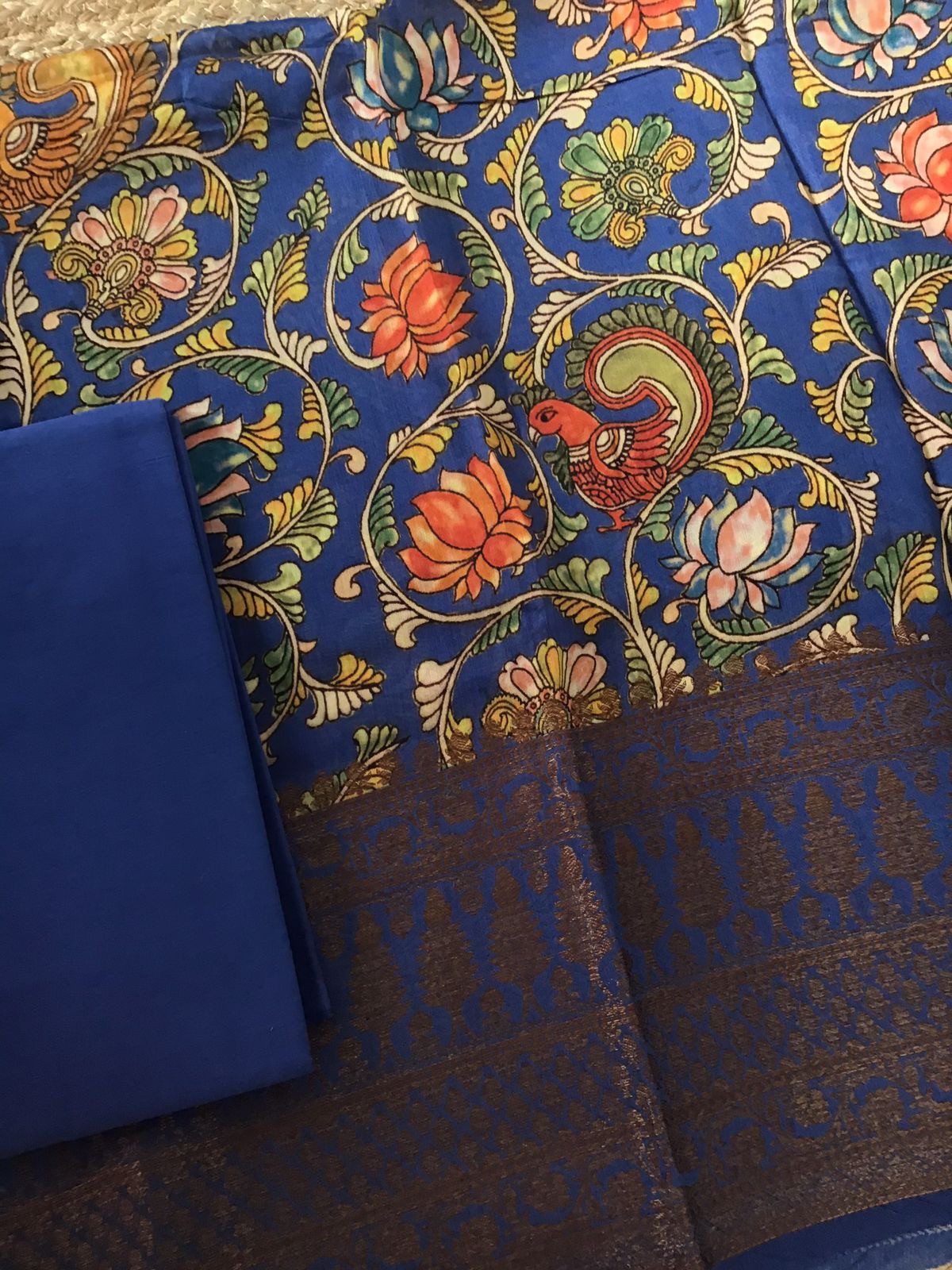 Pure Maheshwari Silk Printed Suit - Blue