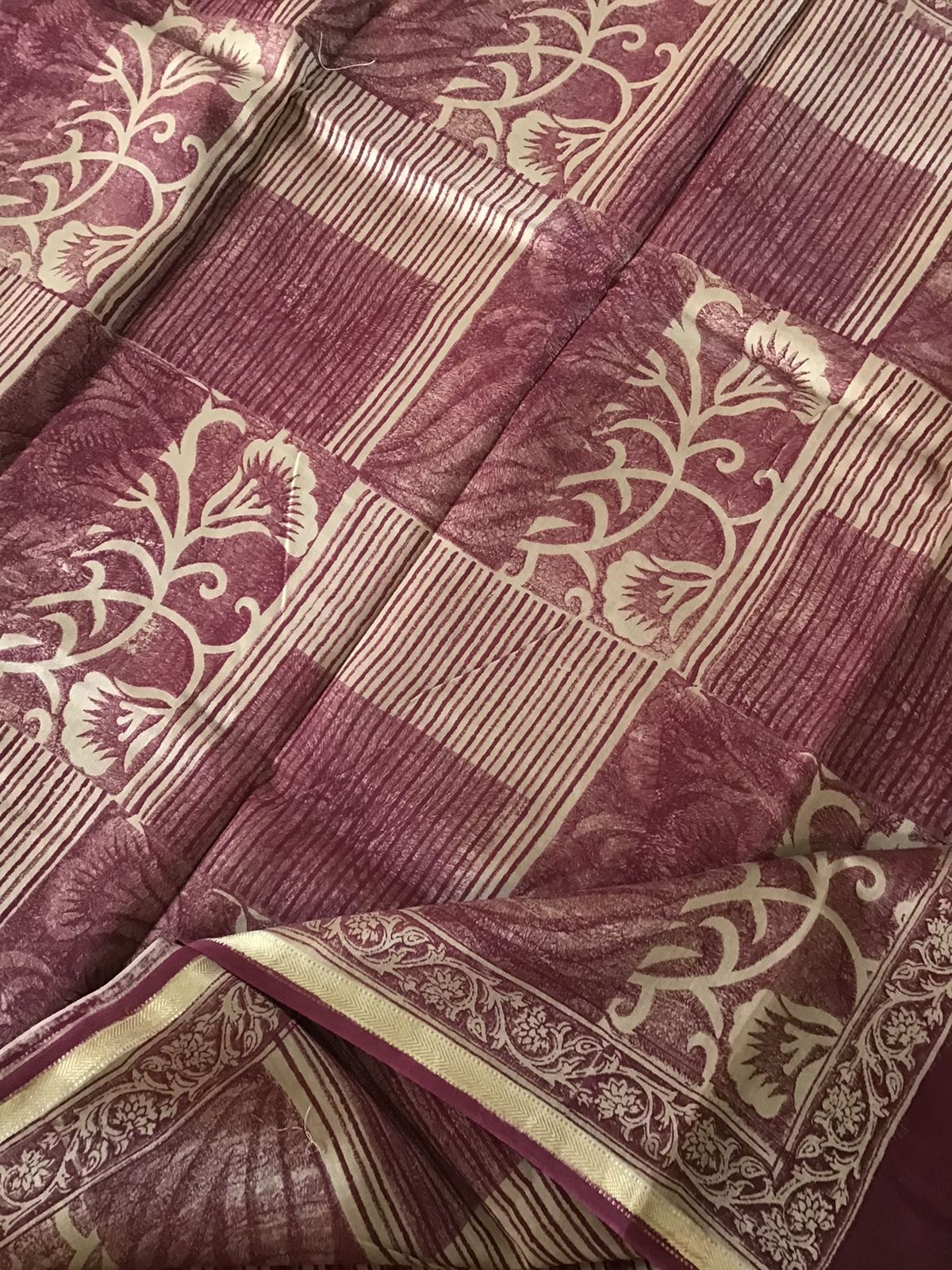 Pure Maheshwari Printed Suit - Maroon