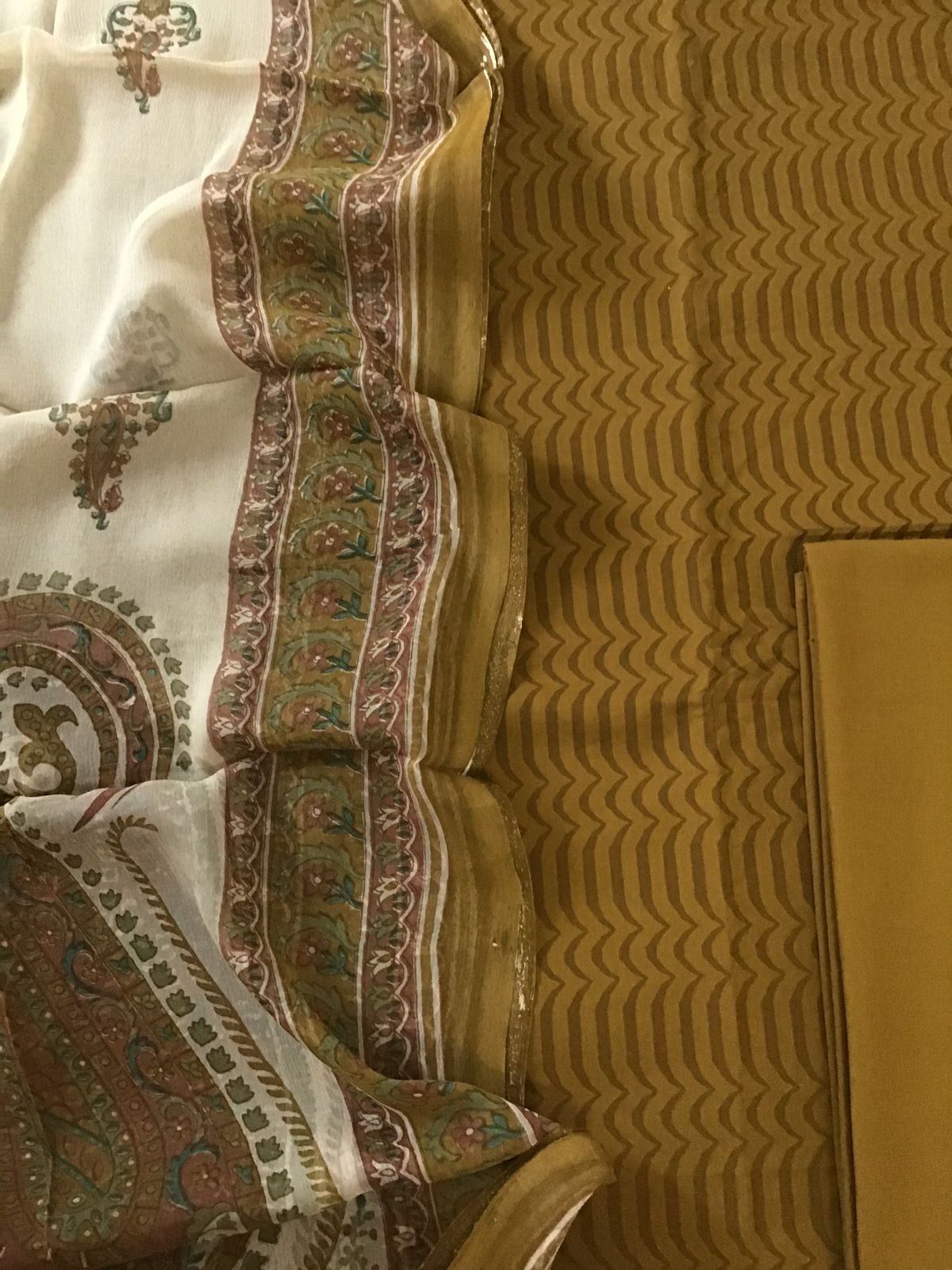 Pure Cotton Printed Suit - Mustard Yellow