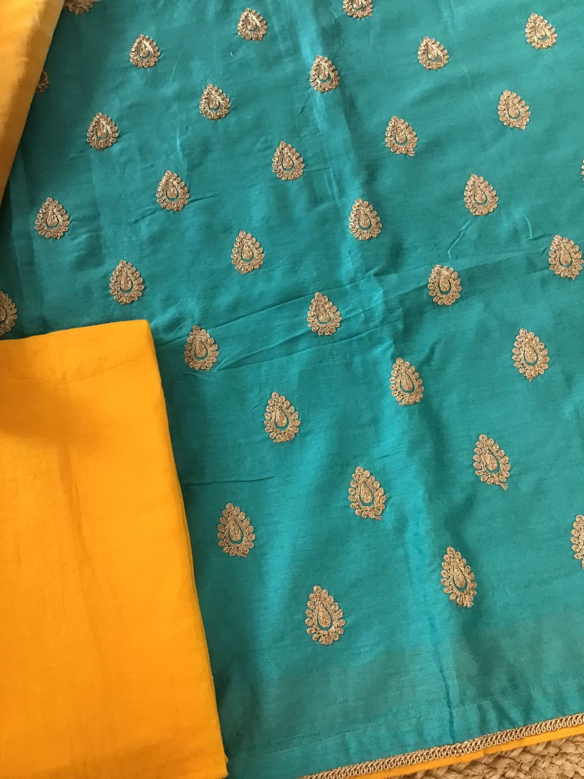 Pure Chanderi Embroidered Suit - Blue