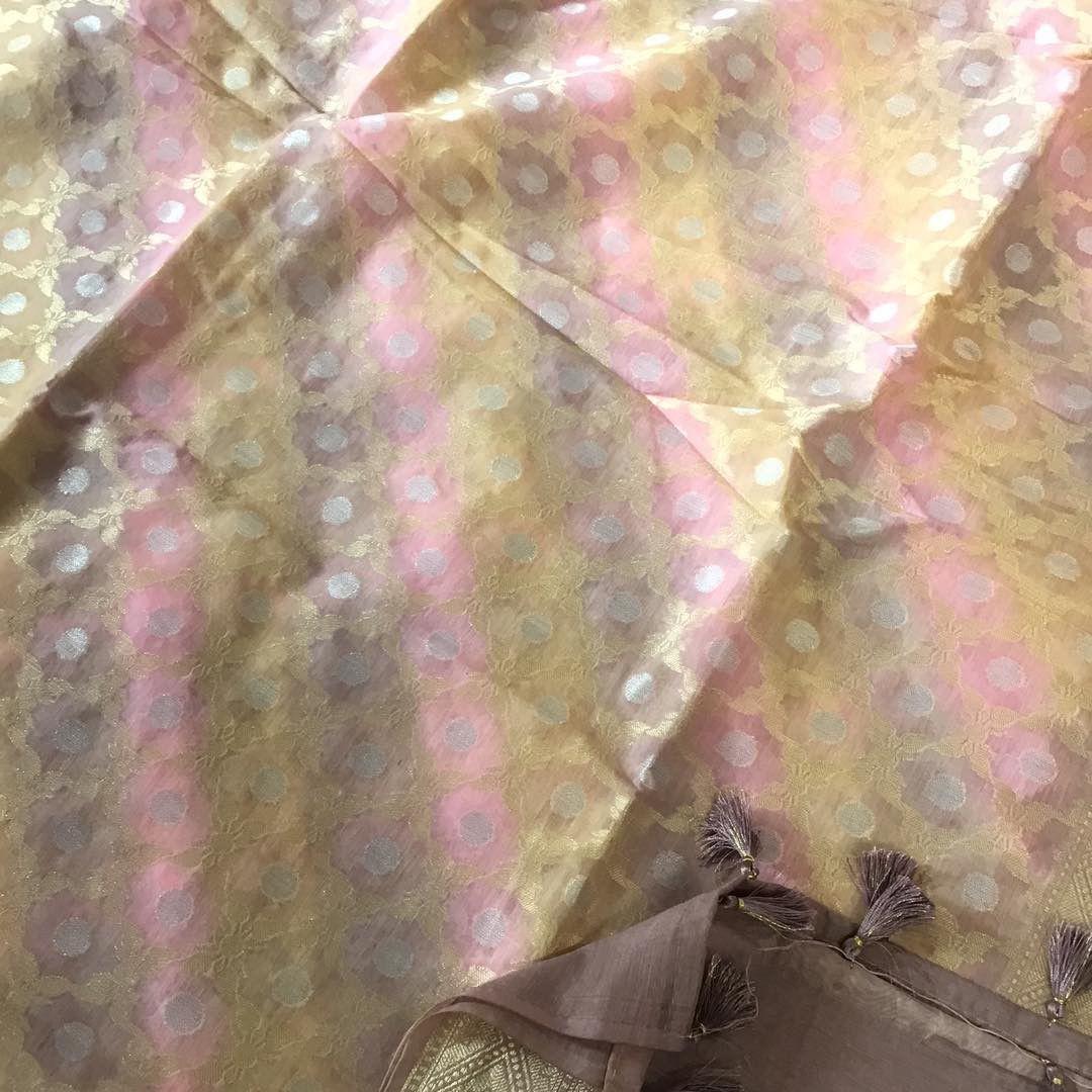 Pure Chanderi Banarasi Weaved Suit - Lilac