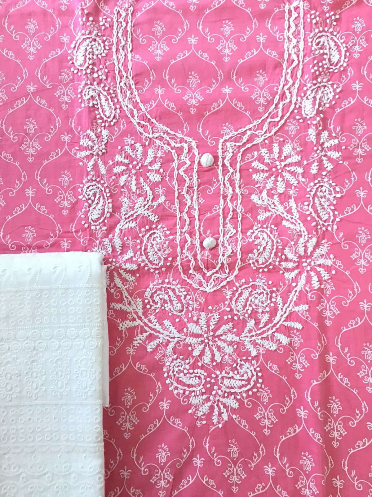 Pure Cotton Printed Embroidered Suit - Pink