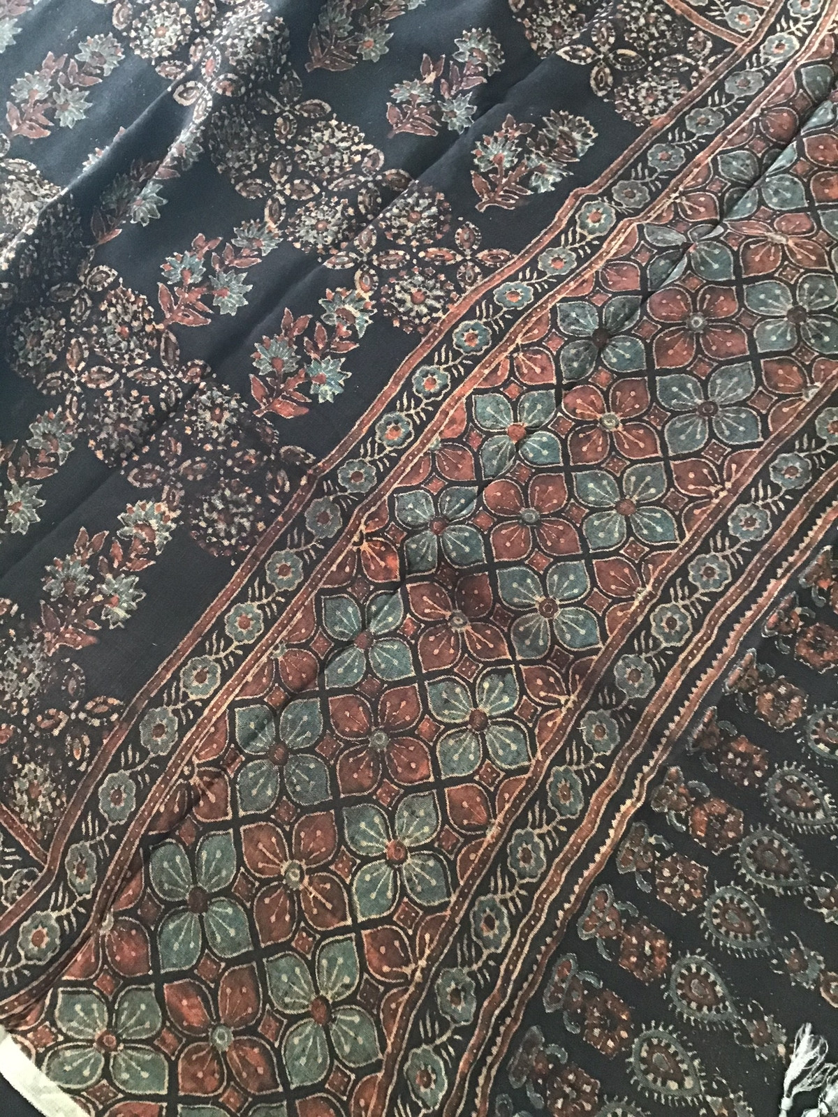 Pure Linen Jute Cotton Ajrakh Printed Suit - Black