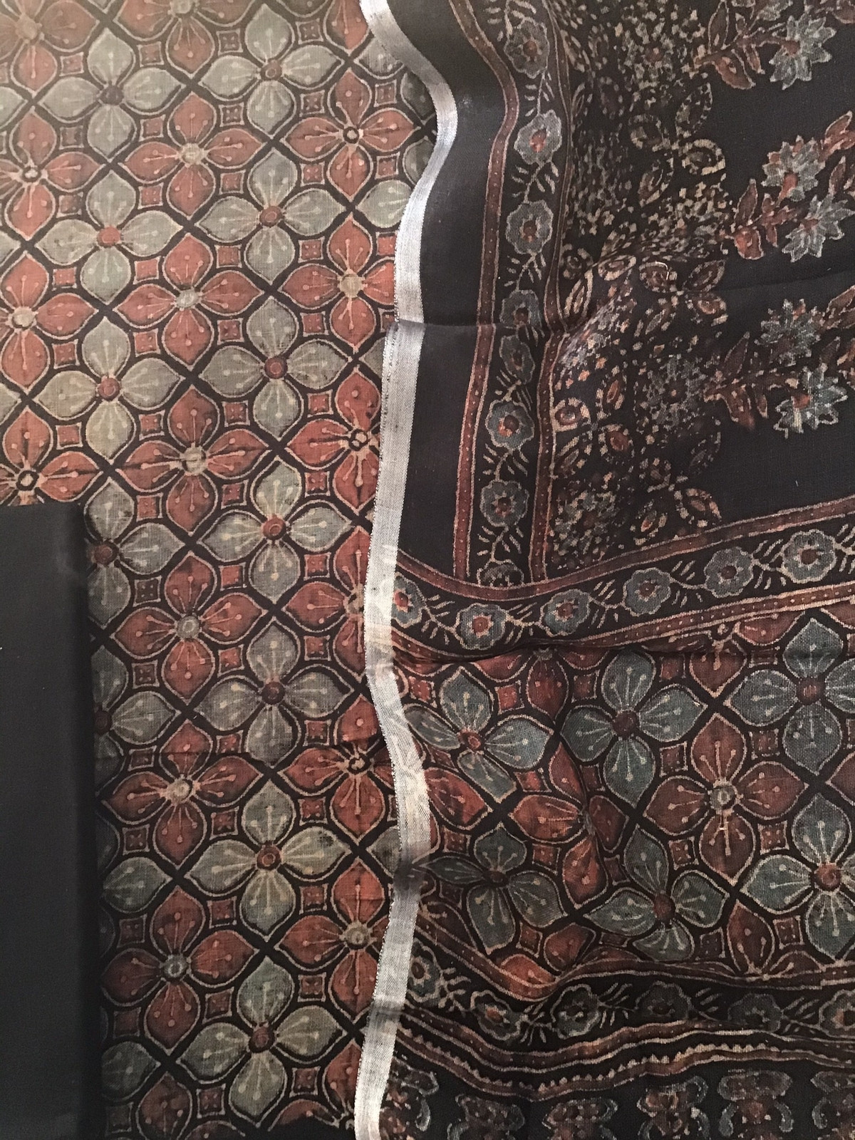 Pure Linen Jute Cotton Ajrakh Printed Suit - Black