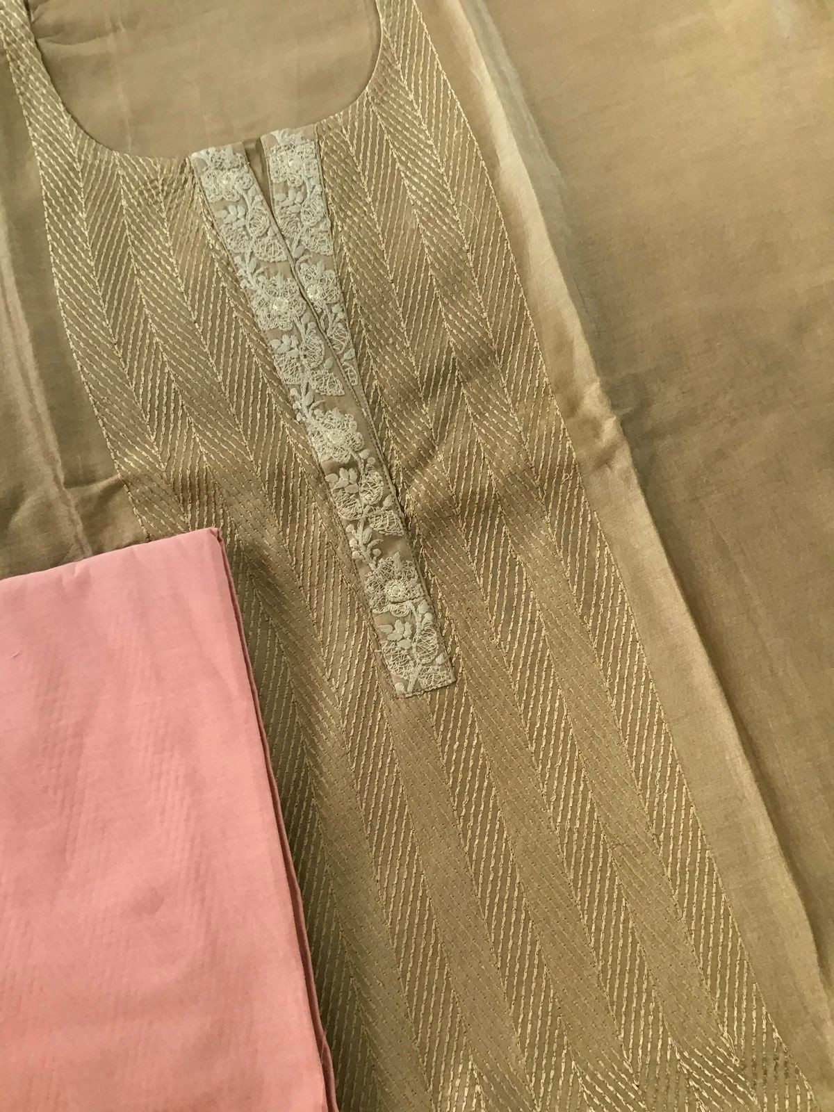 Pure Chanderi Silk Embroidered Suit - Green