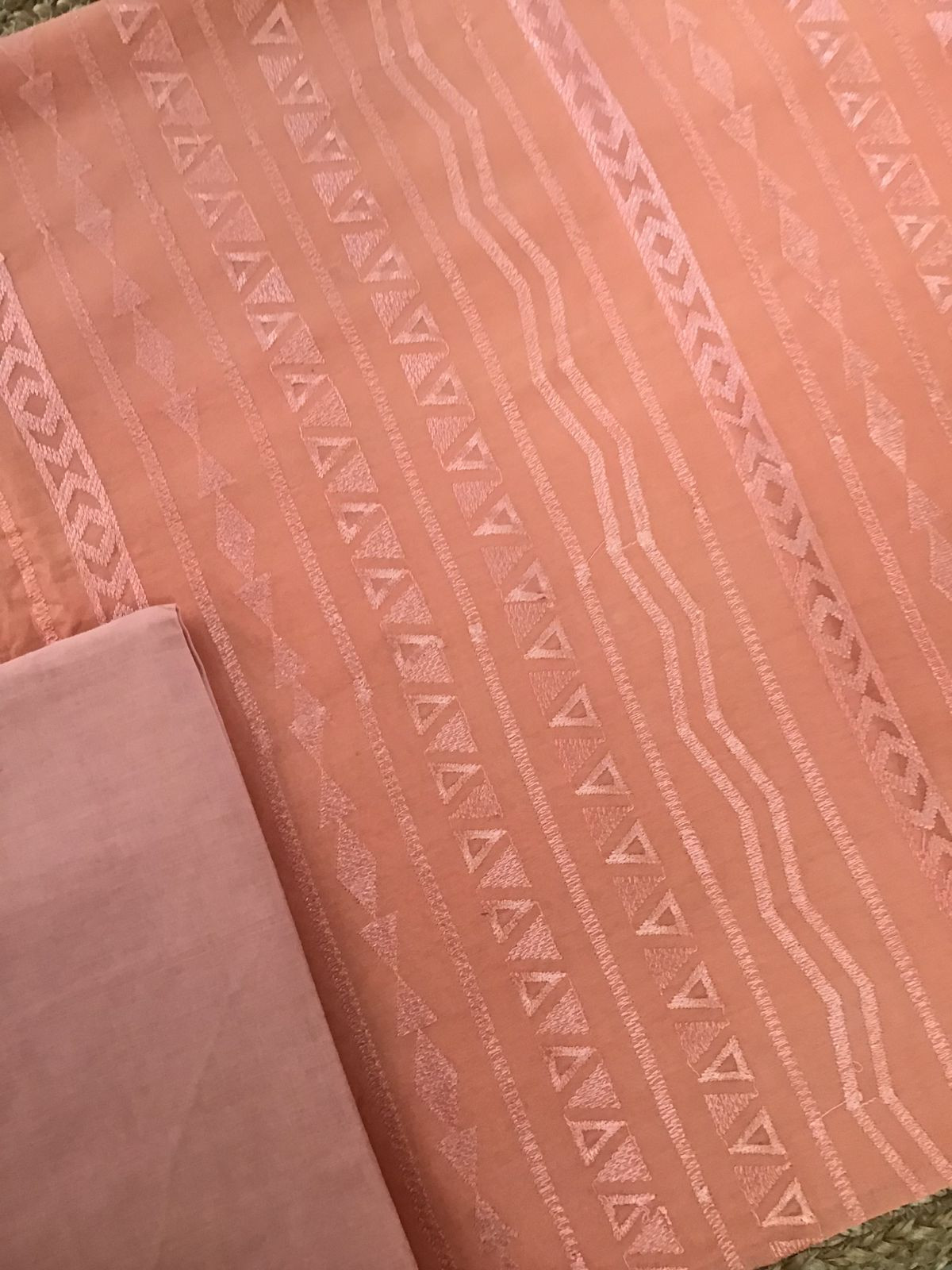 Pure Chanderi Silk Embroidered Suit - Peach