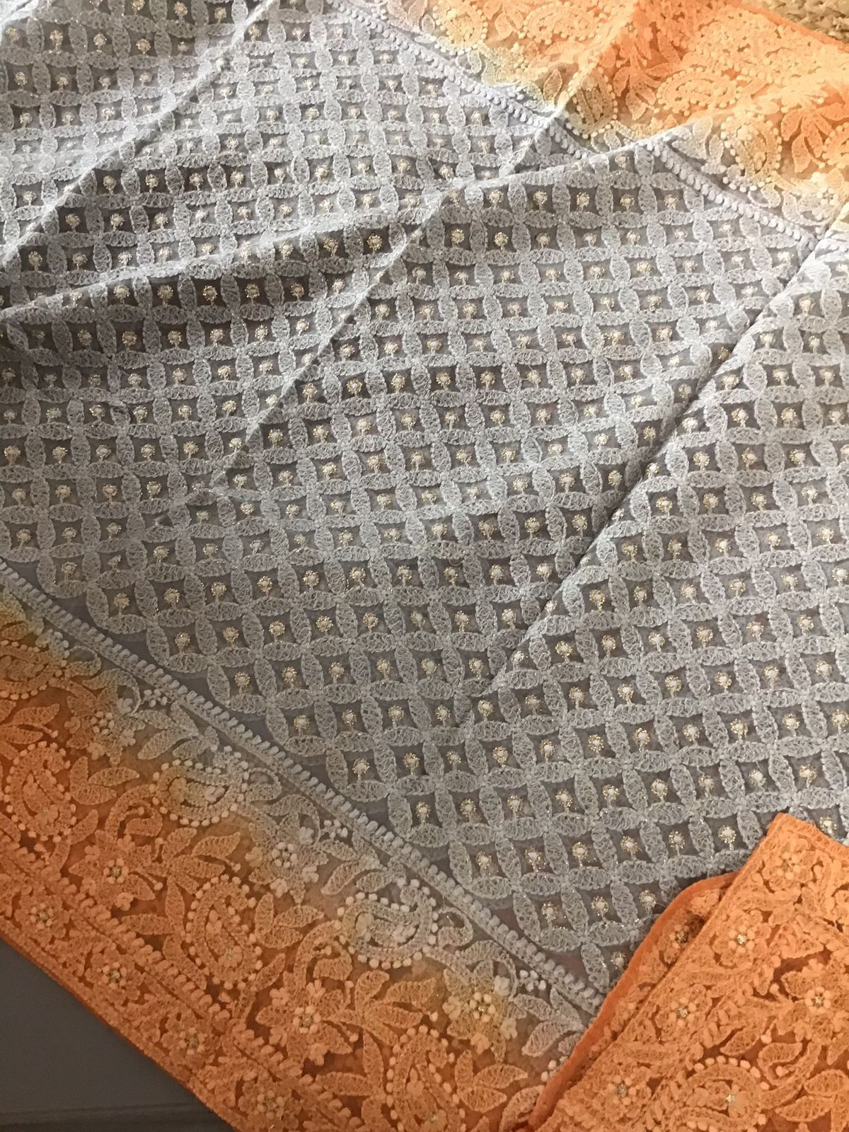 Pure Chanderi Silk Embroidered Suit - Orange