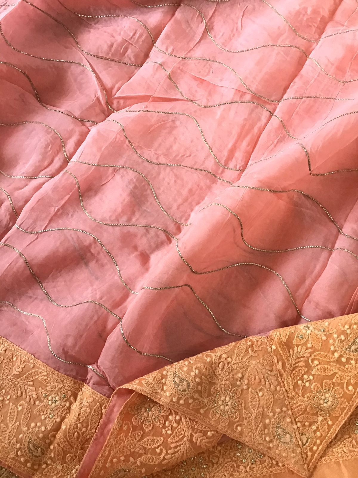 Pure Chanderi Silk Embroidered Suit - Orange