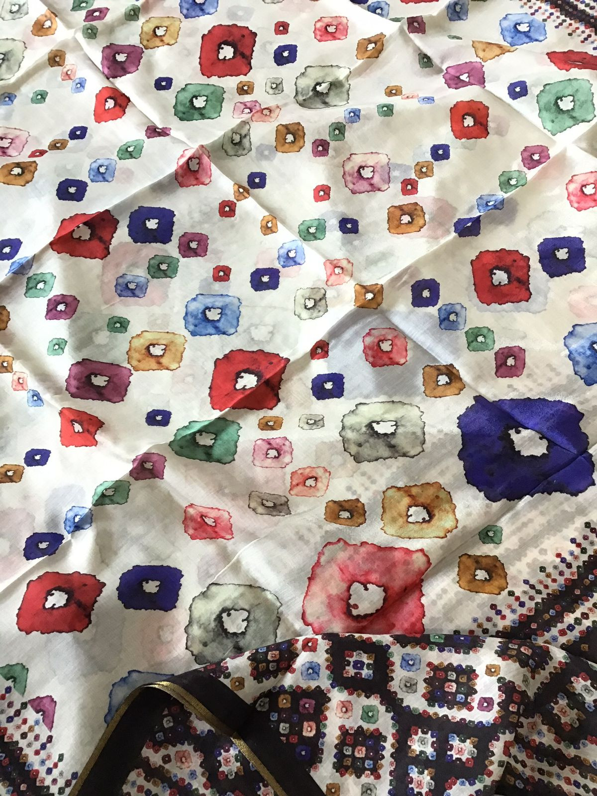 Pure Muslin Silk Printed Embroidered Suit - Offwhite