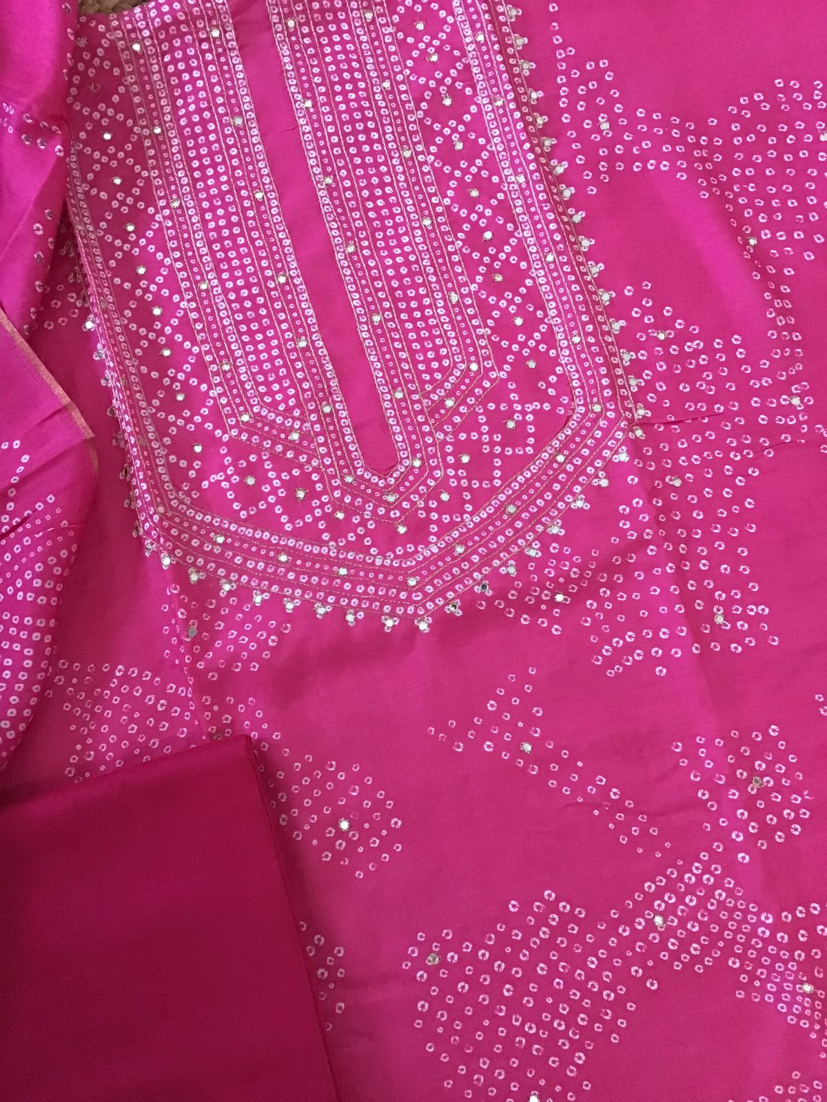 Pure Muslin Silk Printed Embroidered Suit - Pink