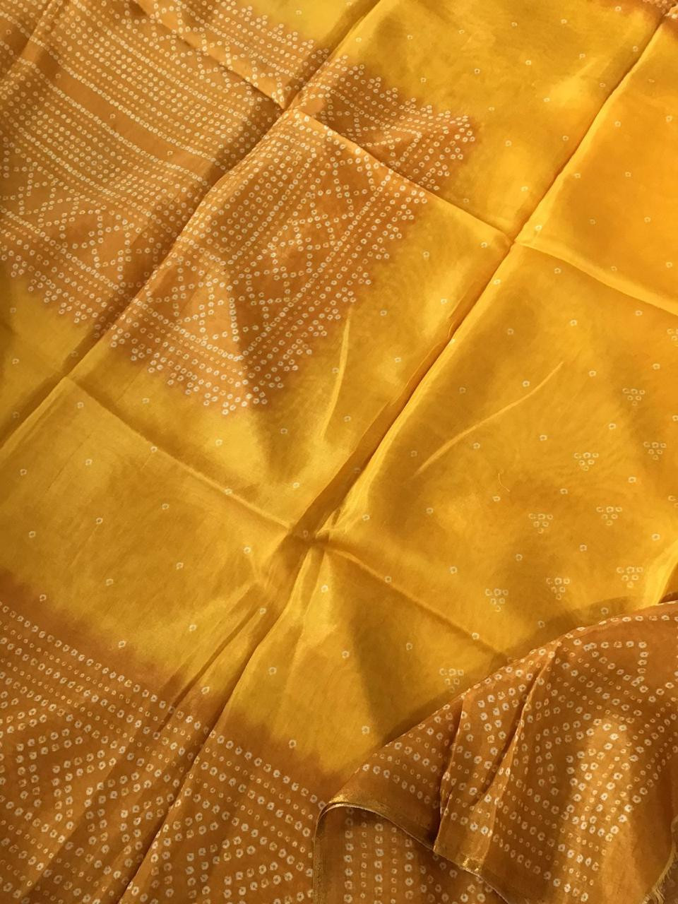 Pure Muslin Silk Printed Embroidered Suit - Yellow