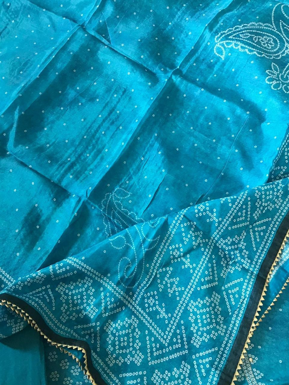 Pure Muslin Silk Printed Embroidered Suit - Blue