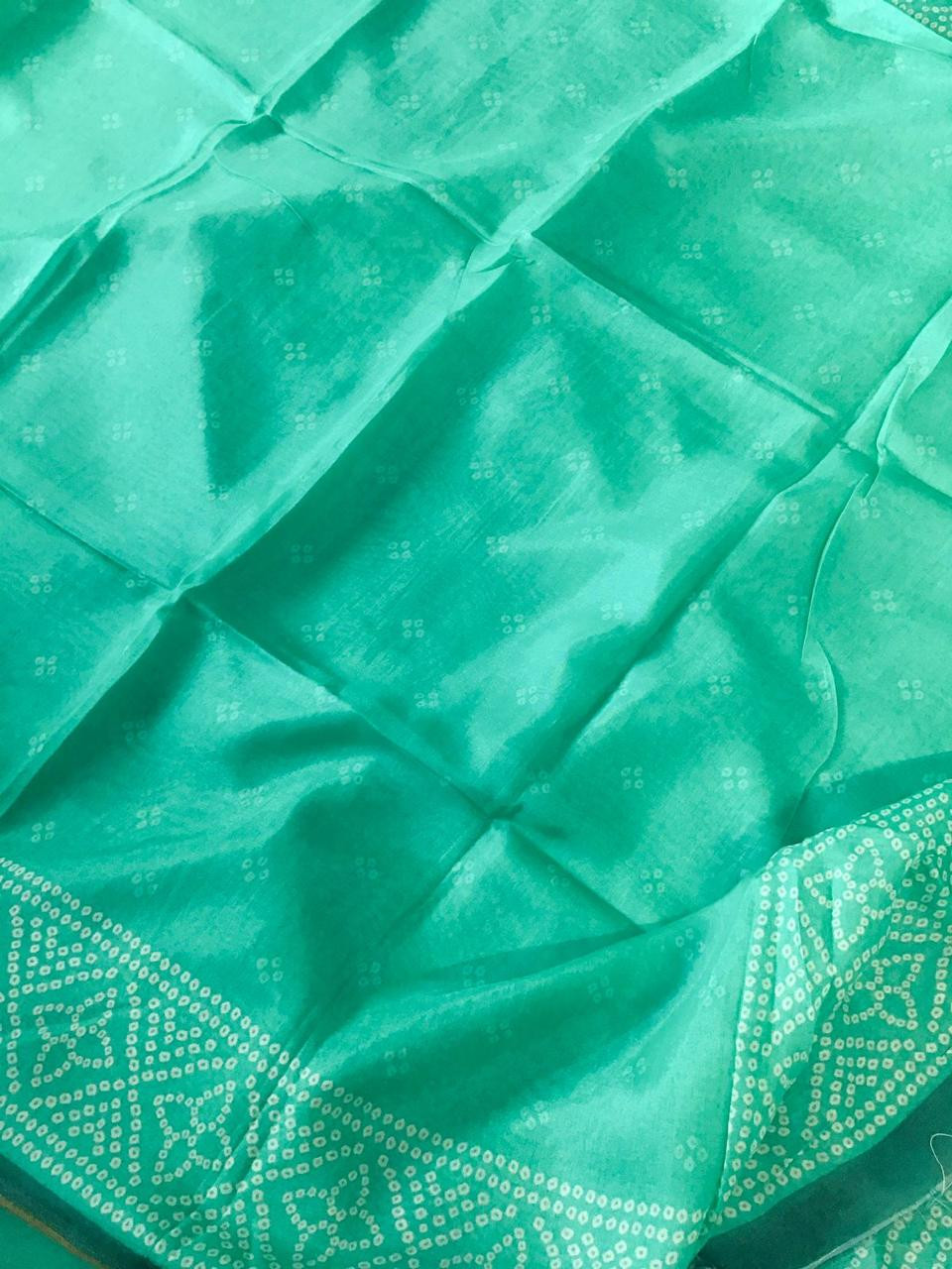 Pure Muslin Silk Printed Embroidered Suit - Green