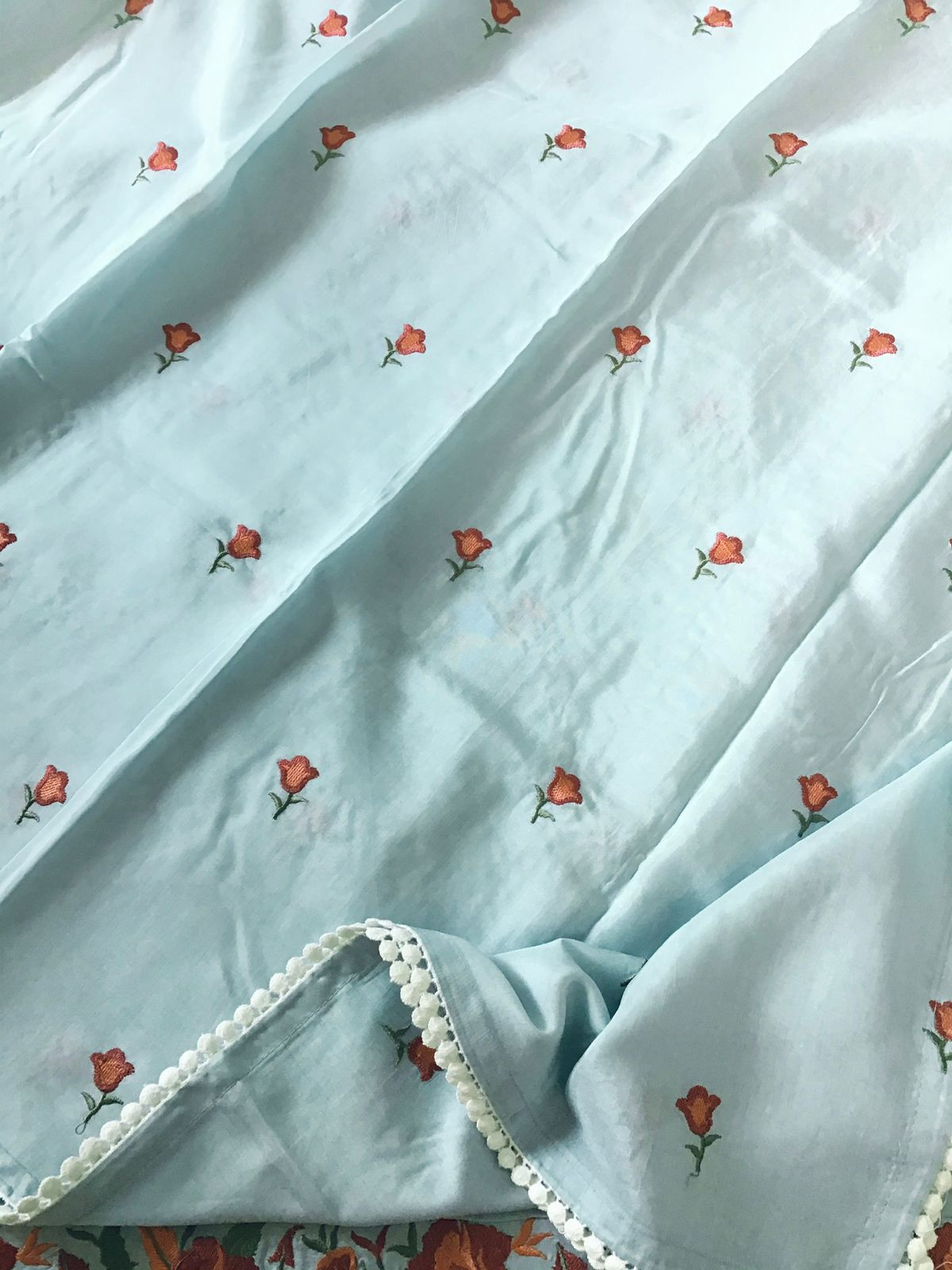 Pure Muslin Silk Embroidered Suit - Grey