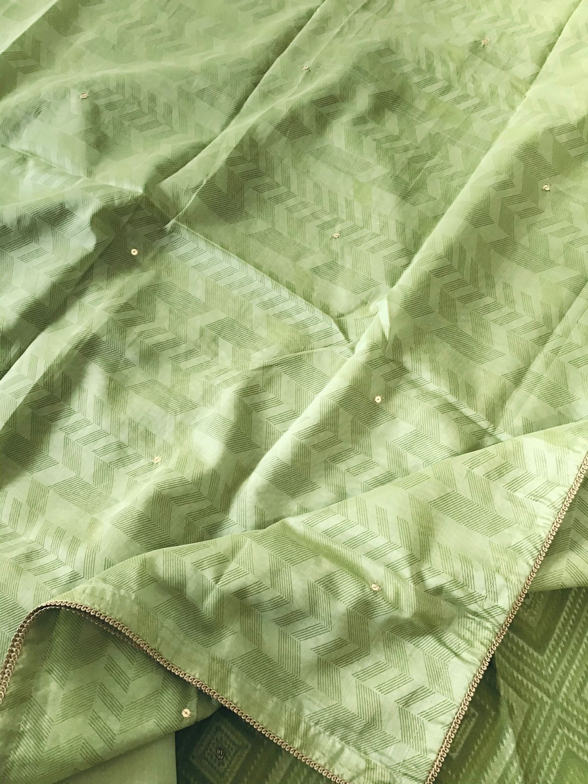 Soft Chanderi Printed Embroidered Suit - Green