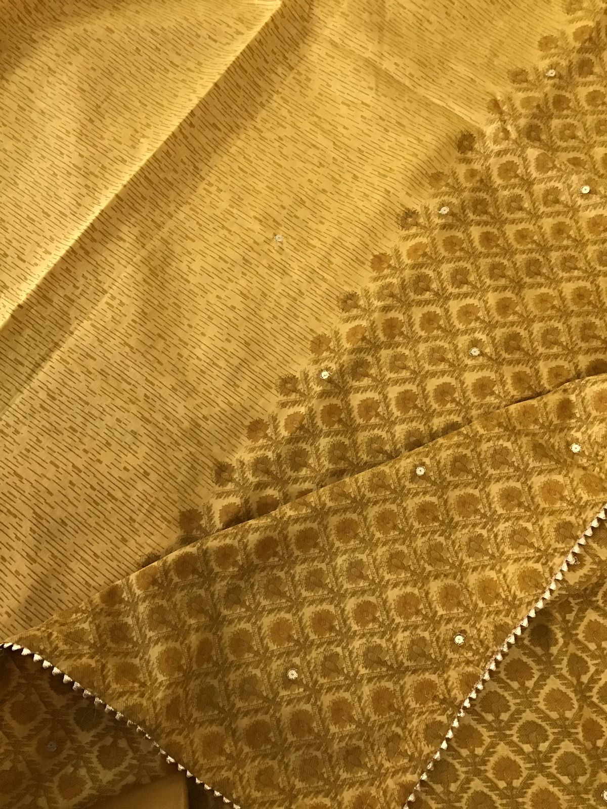 Soft Chanderi Printed Embroidered Suit - Yellow