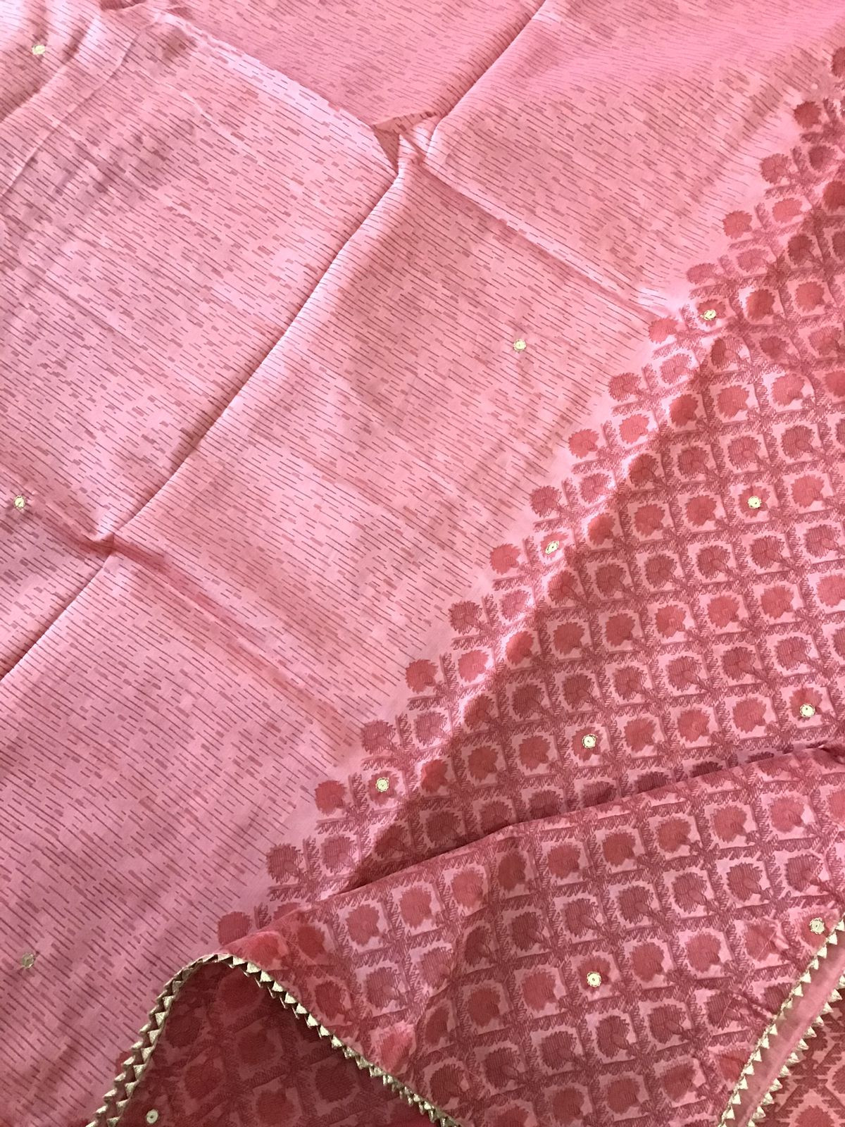 Soft Chanderi Printed Embroidered Suit - Pink