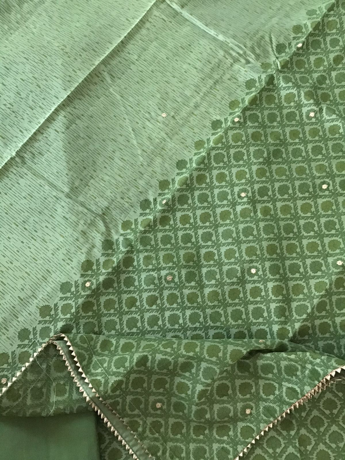 Soft Chanderi Printed Embroidered Suit - Green