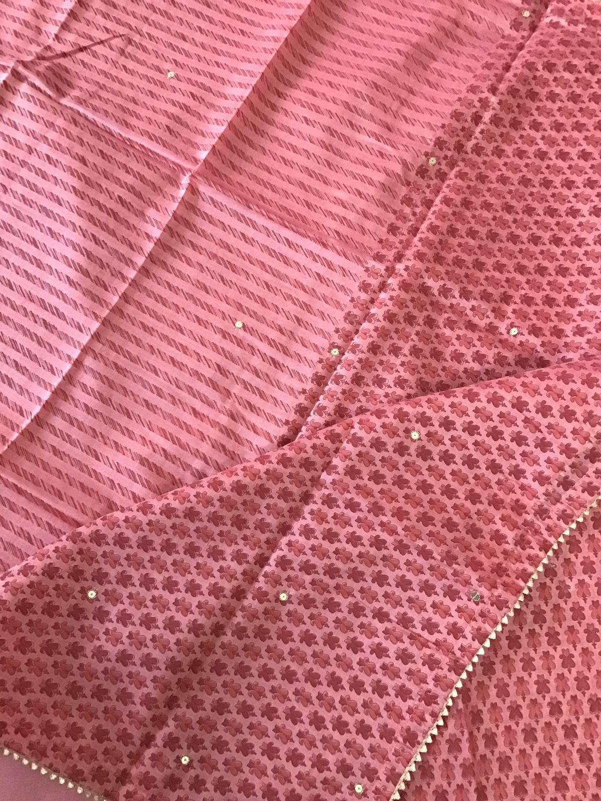 Soft Chanderi Printed Embroidered Suit - Pink