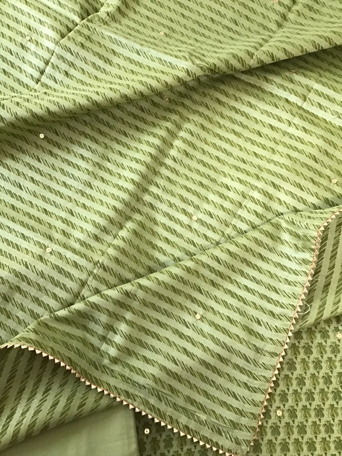 Soft Chanderi Printed Embroidered Suit - Green