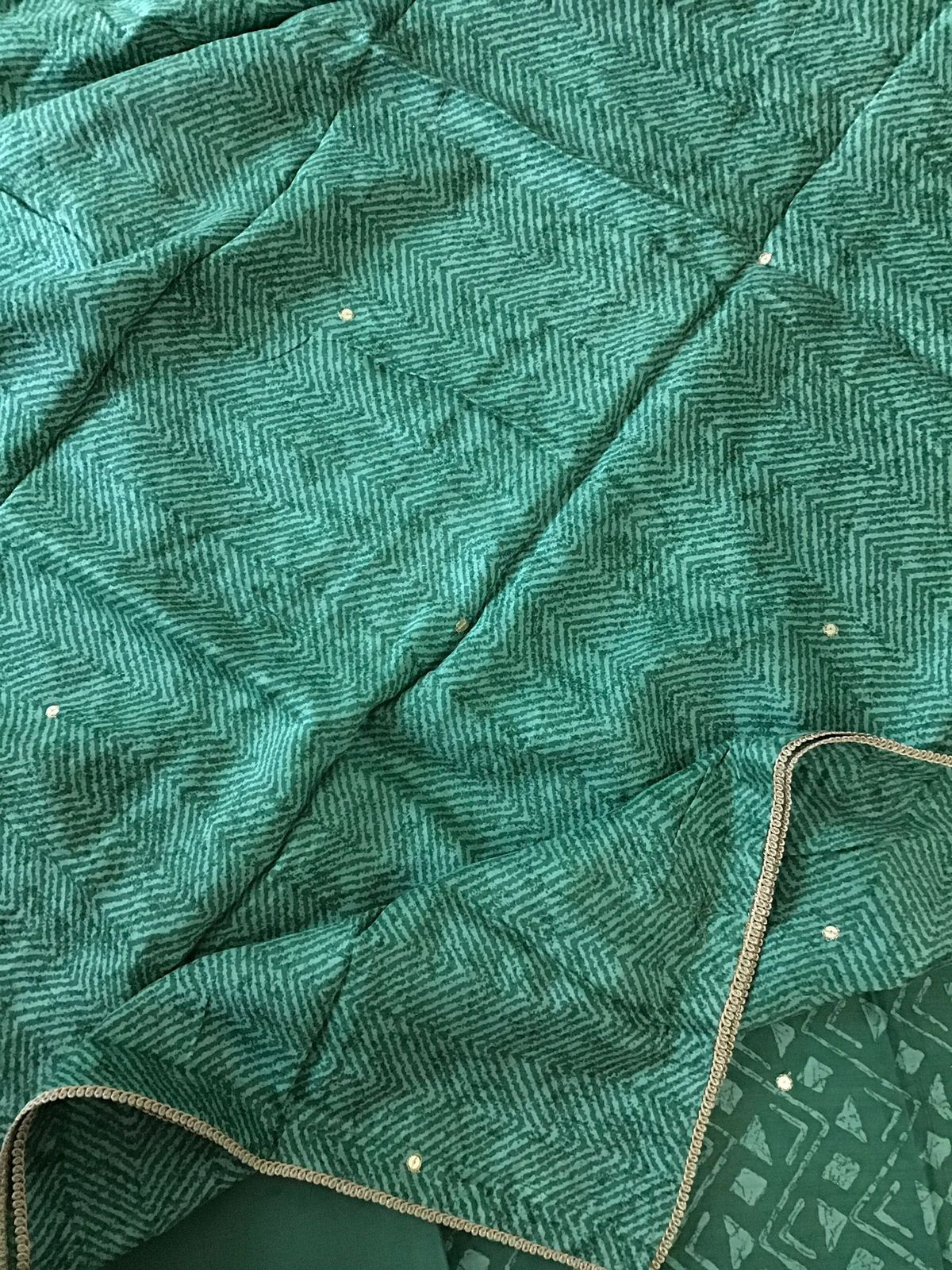 Pure Fine Muslin Printed Embroidered Suit - Green